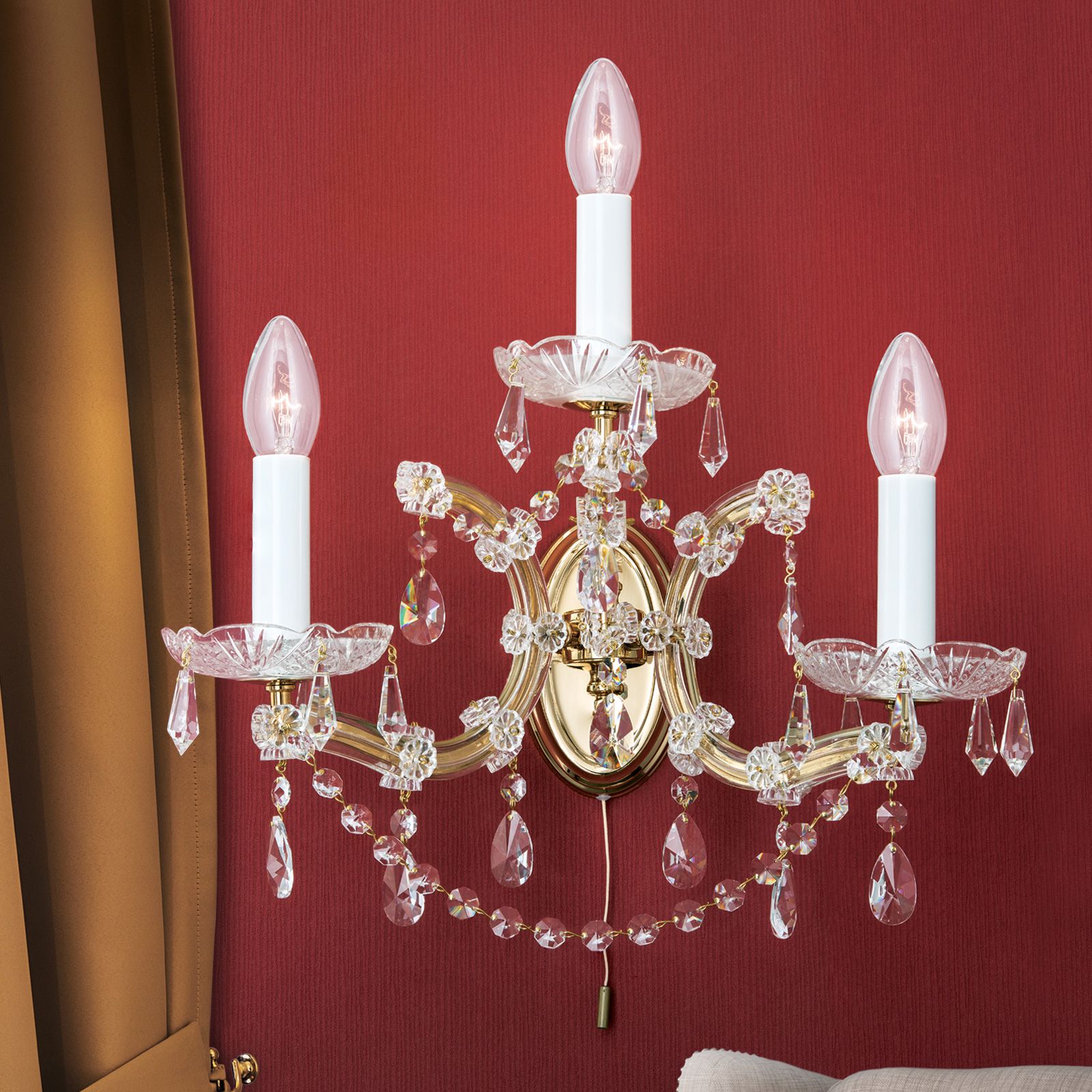 Wandleuchte MARIA THERESIA, 3-flammig, Gold