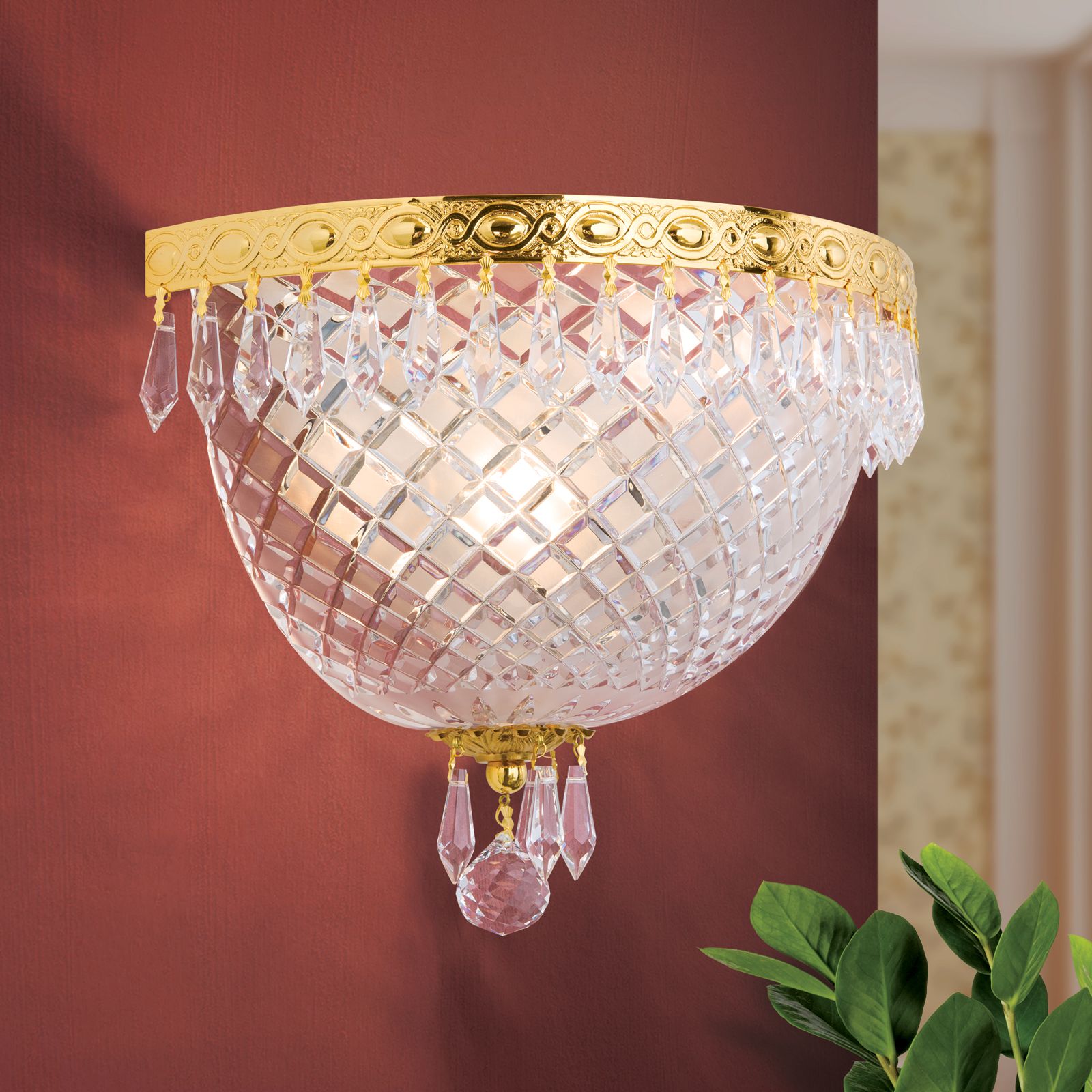 Wall light EMPIRE CRYSTAL, 2-flames, gold