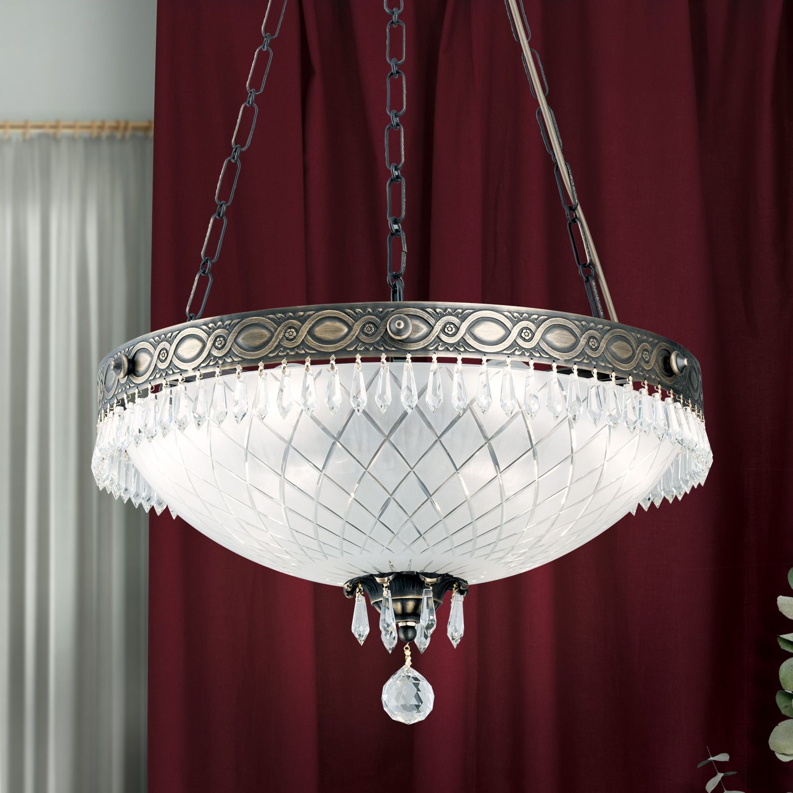 Pendant lamp EMPIRE CRYSTAL, 6-flames, gold
