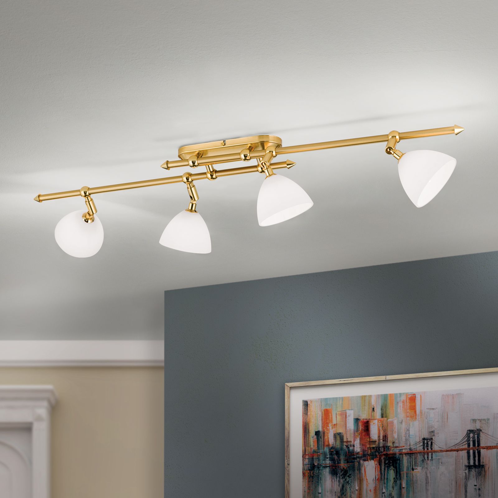 Spotlight OPALDESIGN, 4-flames, gold matt, with opal glass