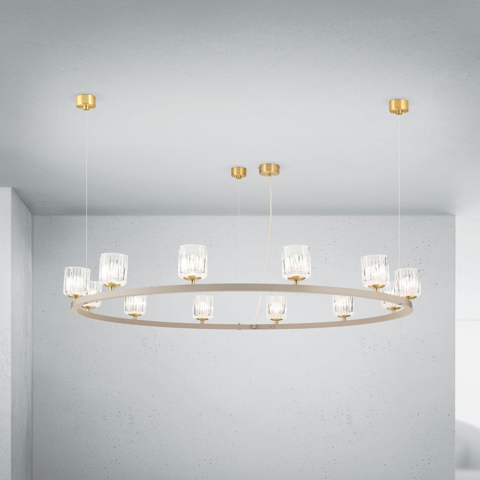 Pendant light TUMBLER, Ø 115cm, transparent polish, khaki