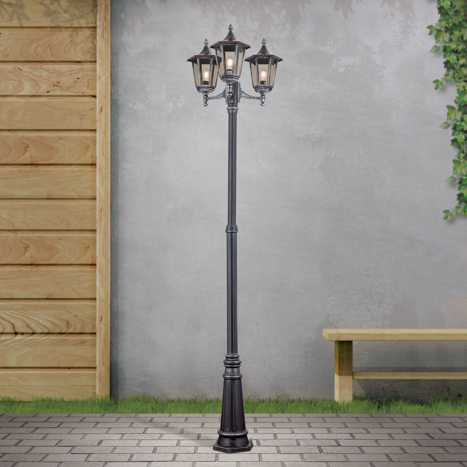 Outdoor Lamp HERMINE, Black silver, H255cm