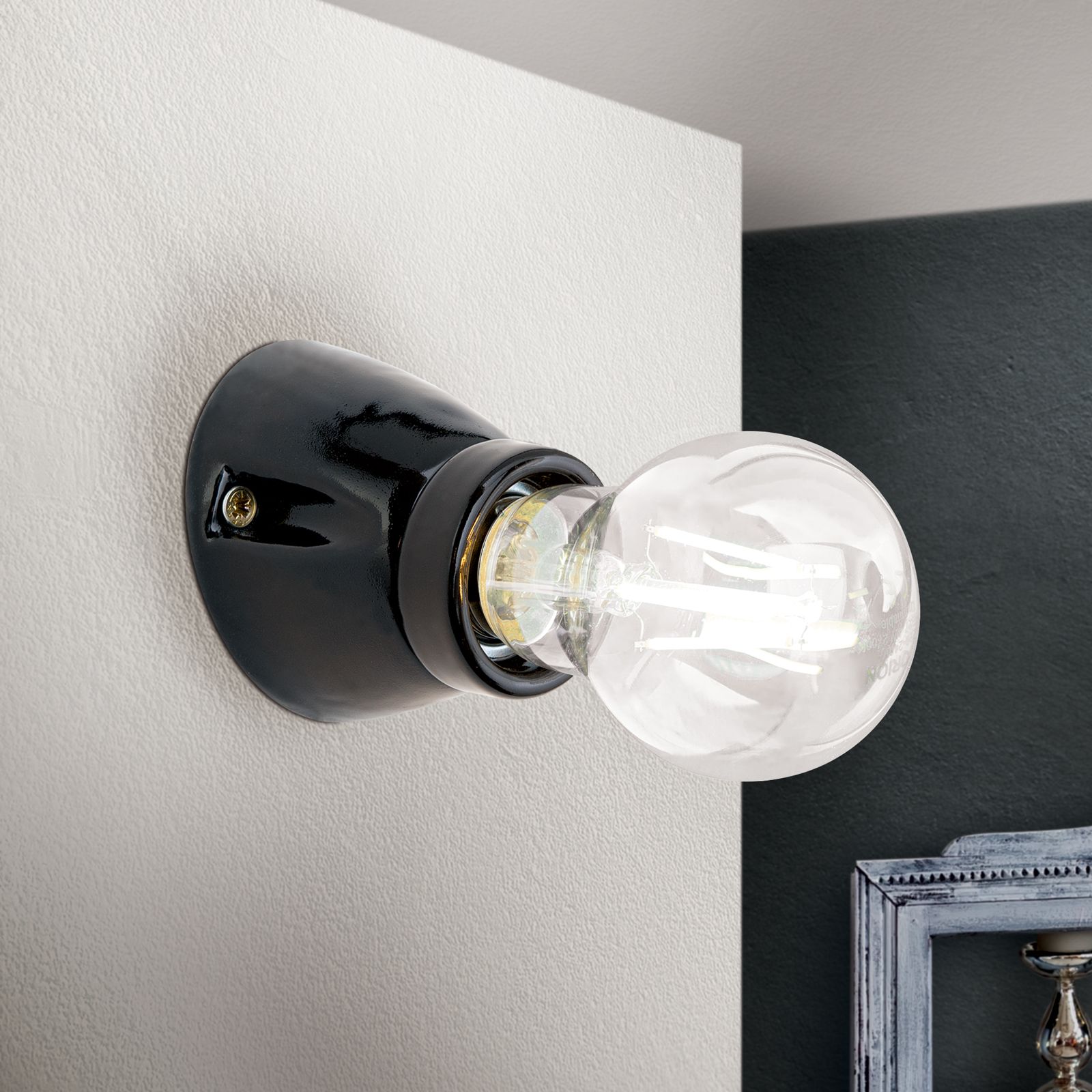Wall light FROST, 1-lamp, ceramic, black