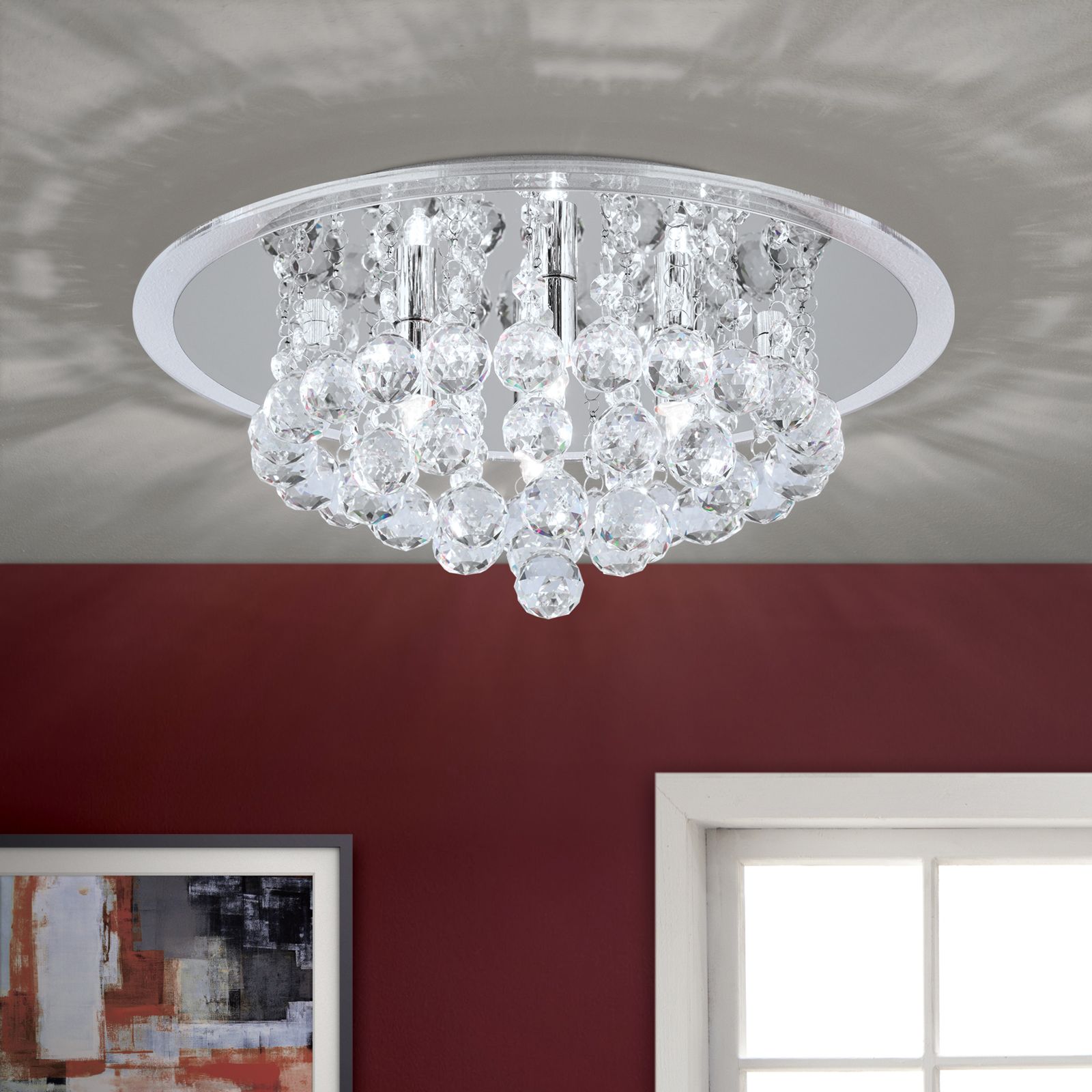 Crystal Ceiling Light GLORIA, chrome finish, 38cm