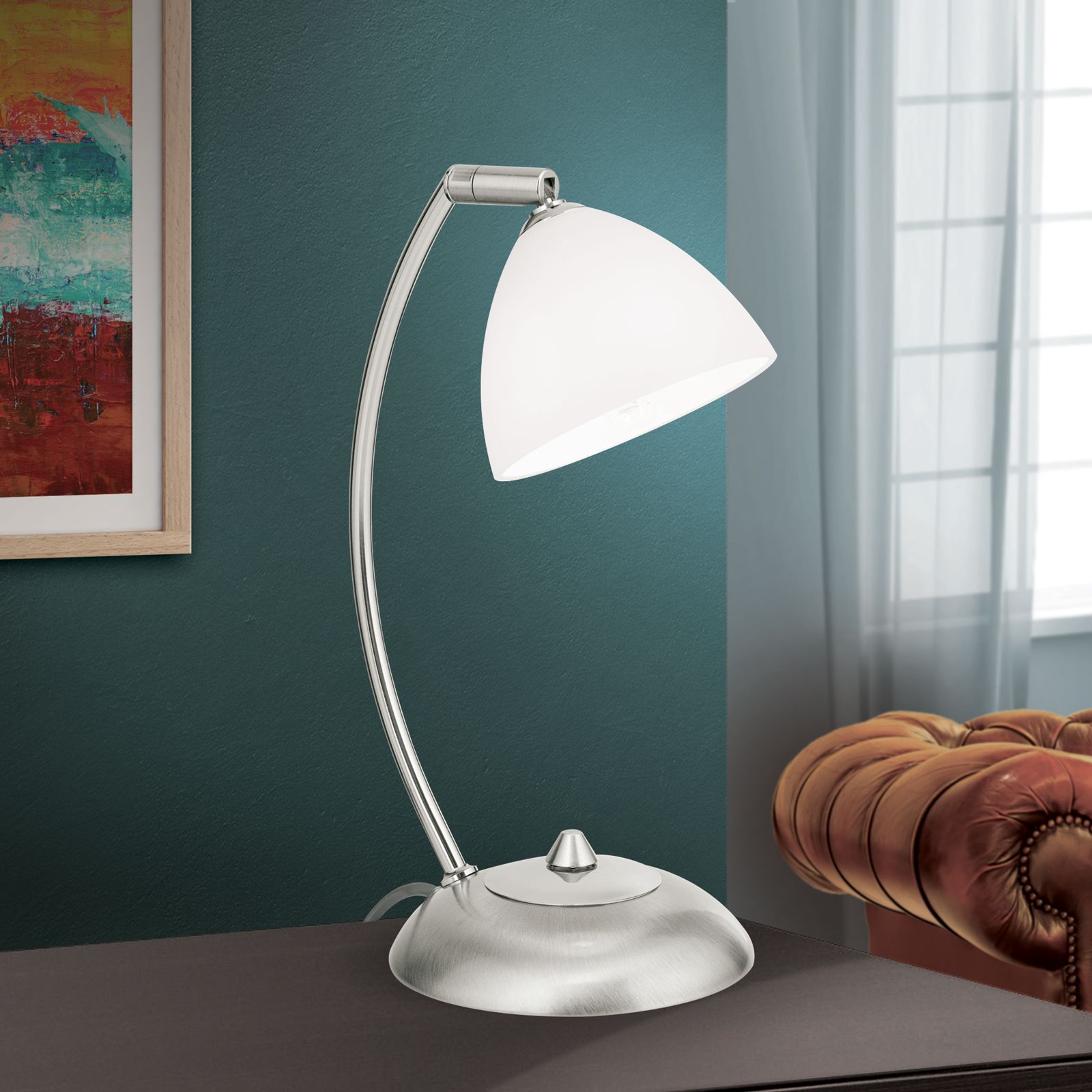 Table lamp OPALDESIGN, satinated, with opal glass