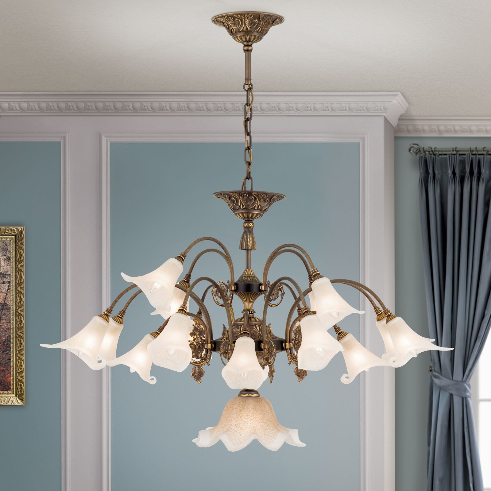 Lustr TOSCA, 17 plamenů, Stará patina