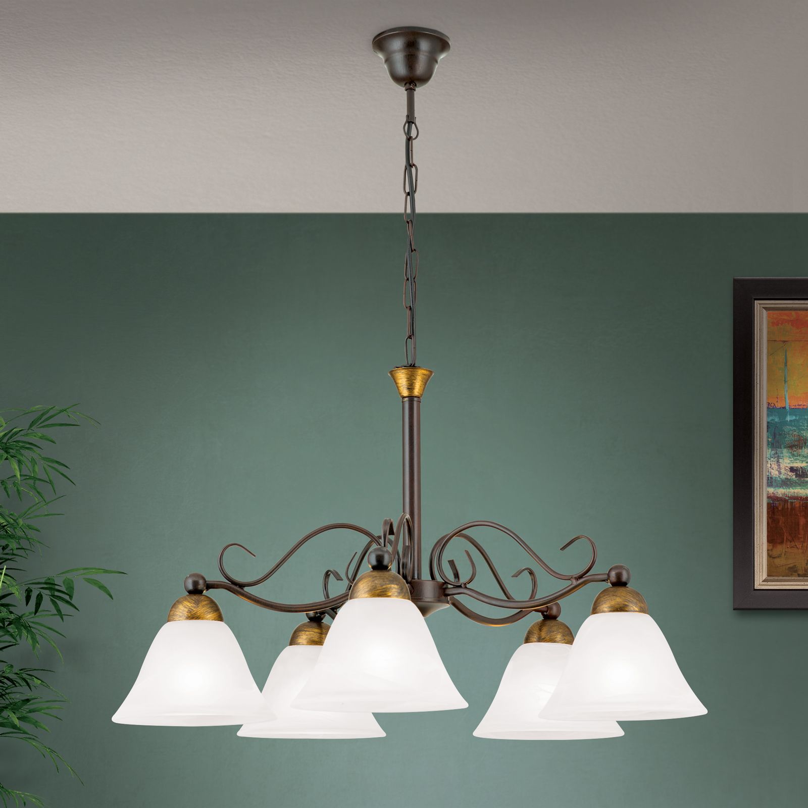 Chandelier LUDO, 5-flames, Antique