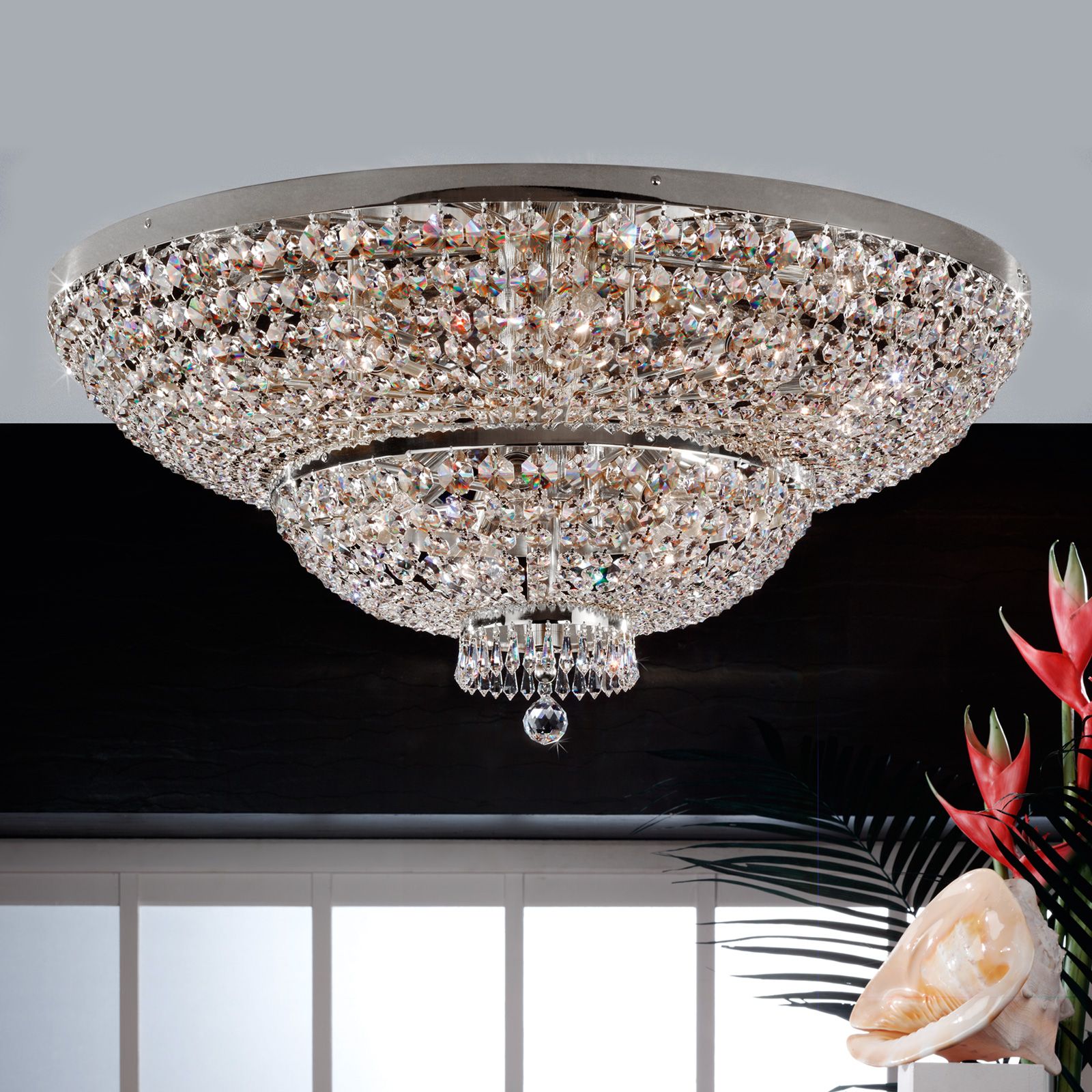 Ceiling chandelier SHERATON, chrome, 120 cm