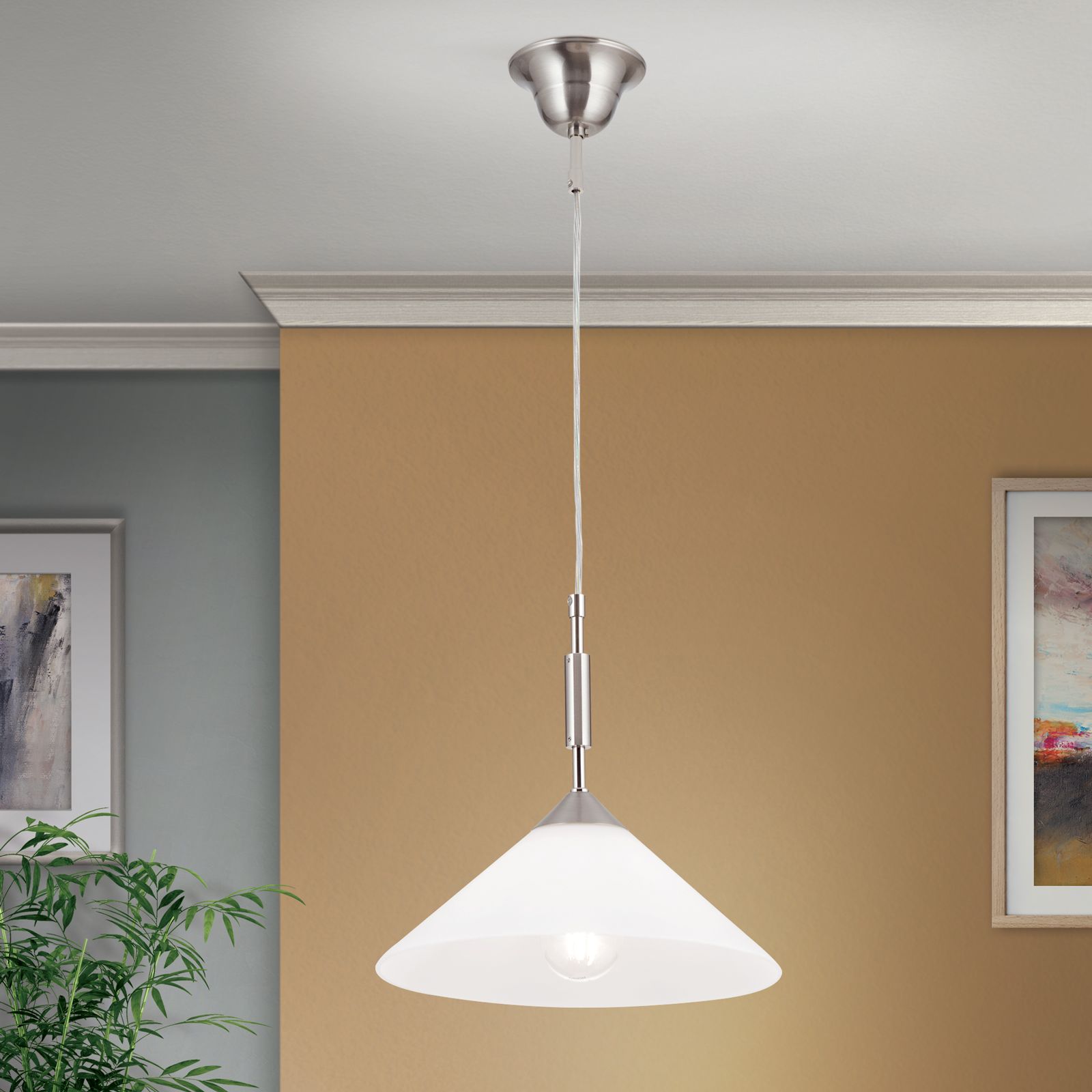 Hängeleuchte ARTDESIGN, 1-flammig, Satin, mit Opalglas, 30cm