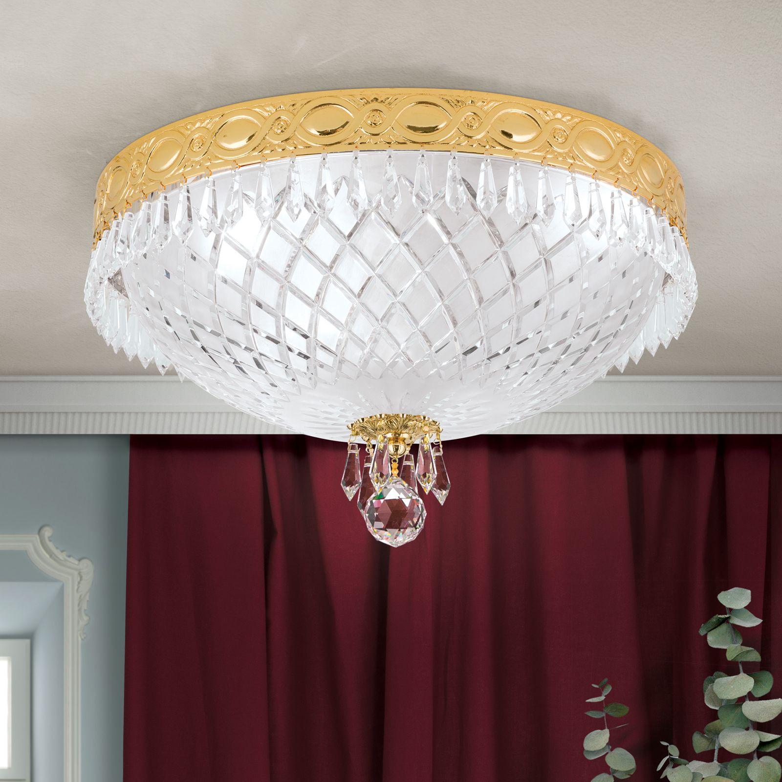Ceiling light EMPIRE CRYSTAL, gold, 39cm