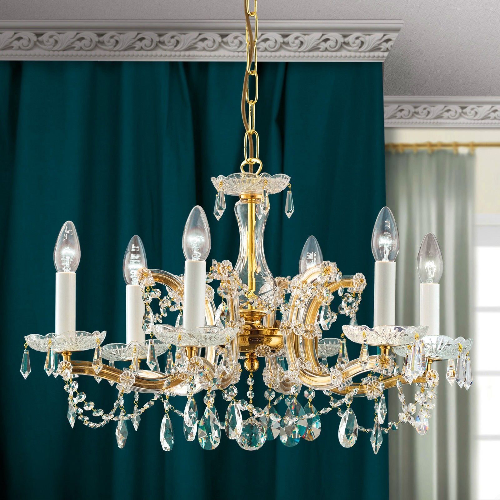 Luster MARIA THERESIA, 6-flammig, gold