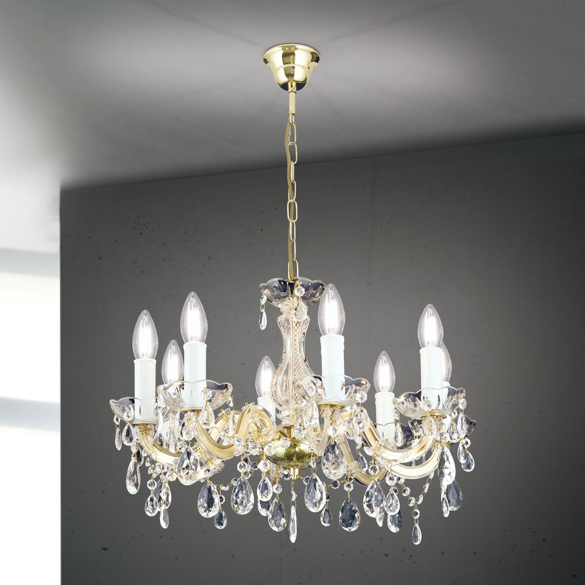 Chandelier MARIE CLAIRE, 8-flames, gold