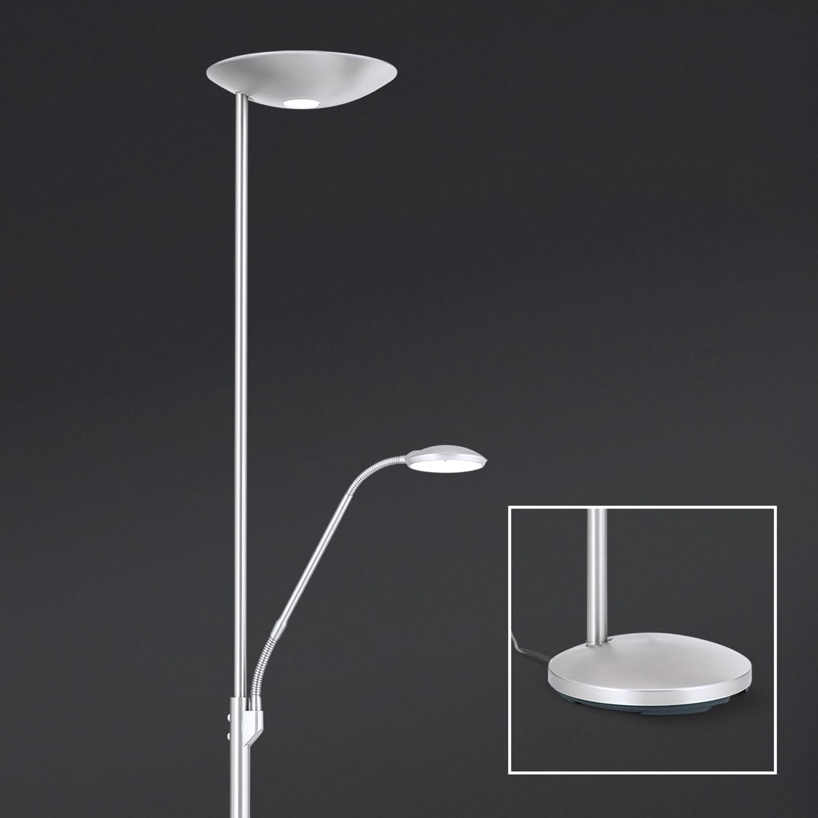 COBRA floor lamp, satin chrome, 2 lamps