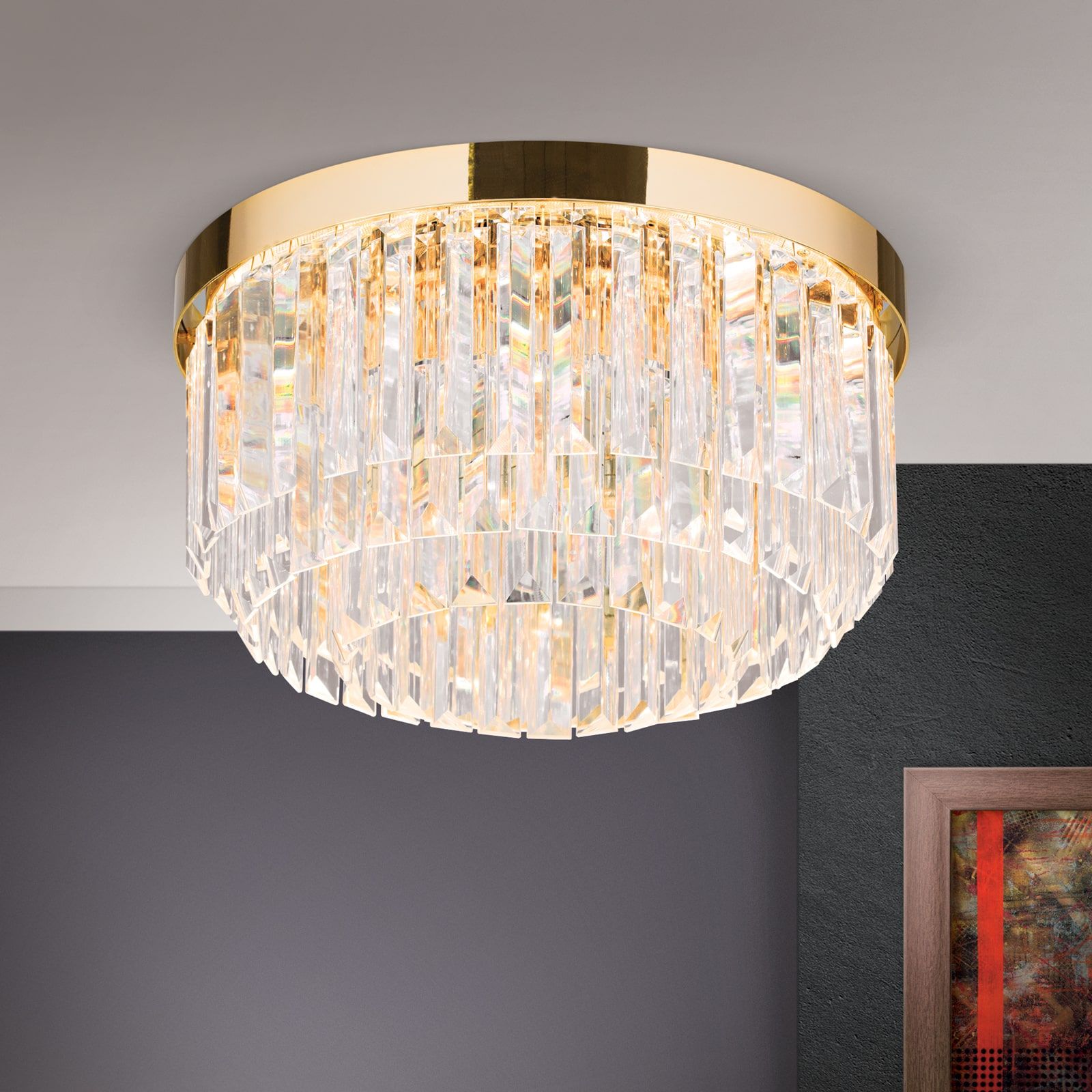 LED Deckenleuchte PRISM, 24 Karat vergoldet, Ø 35cm