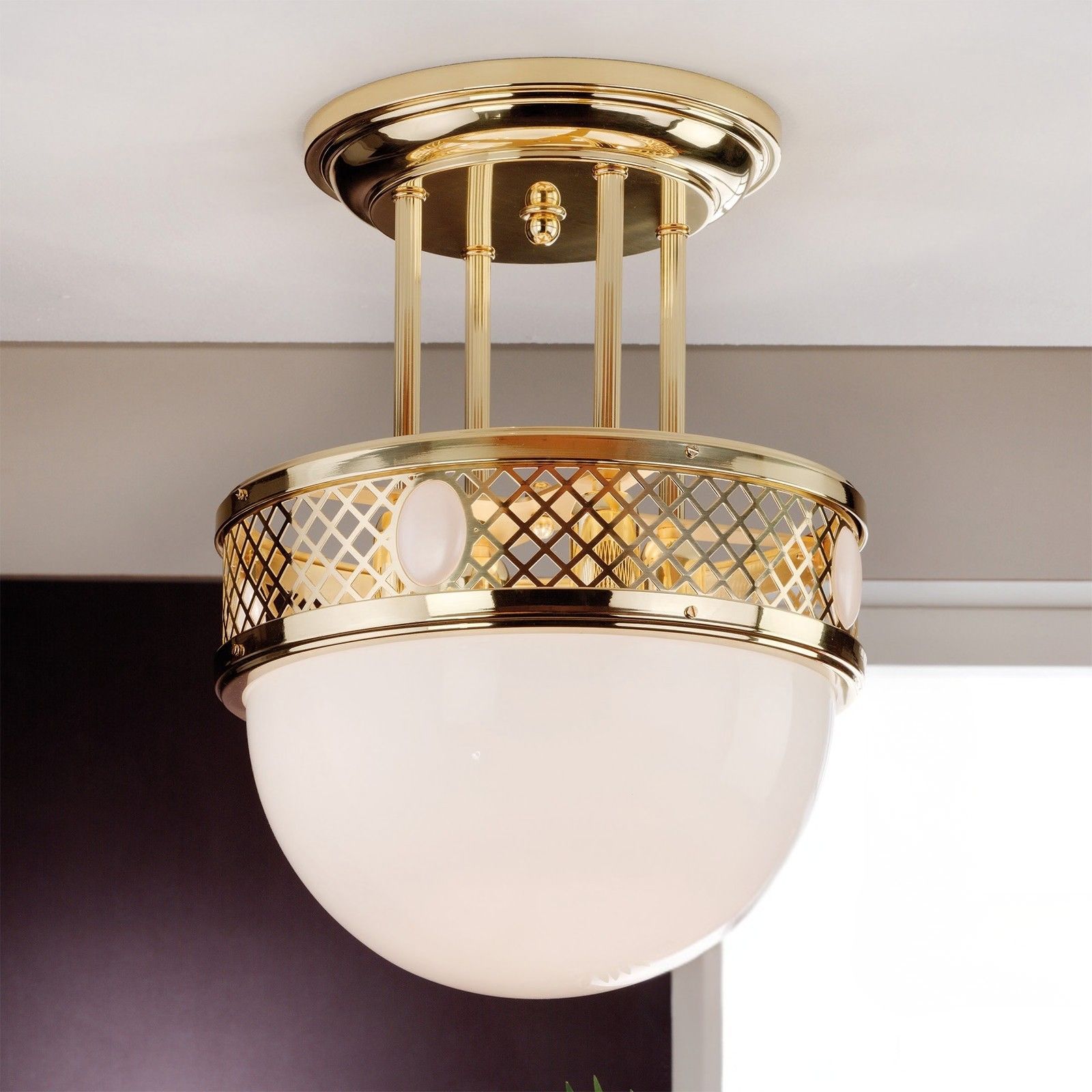 Suspended ceiling light ALT WIEN, shiny brass, 40cm