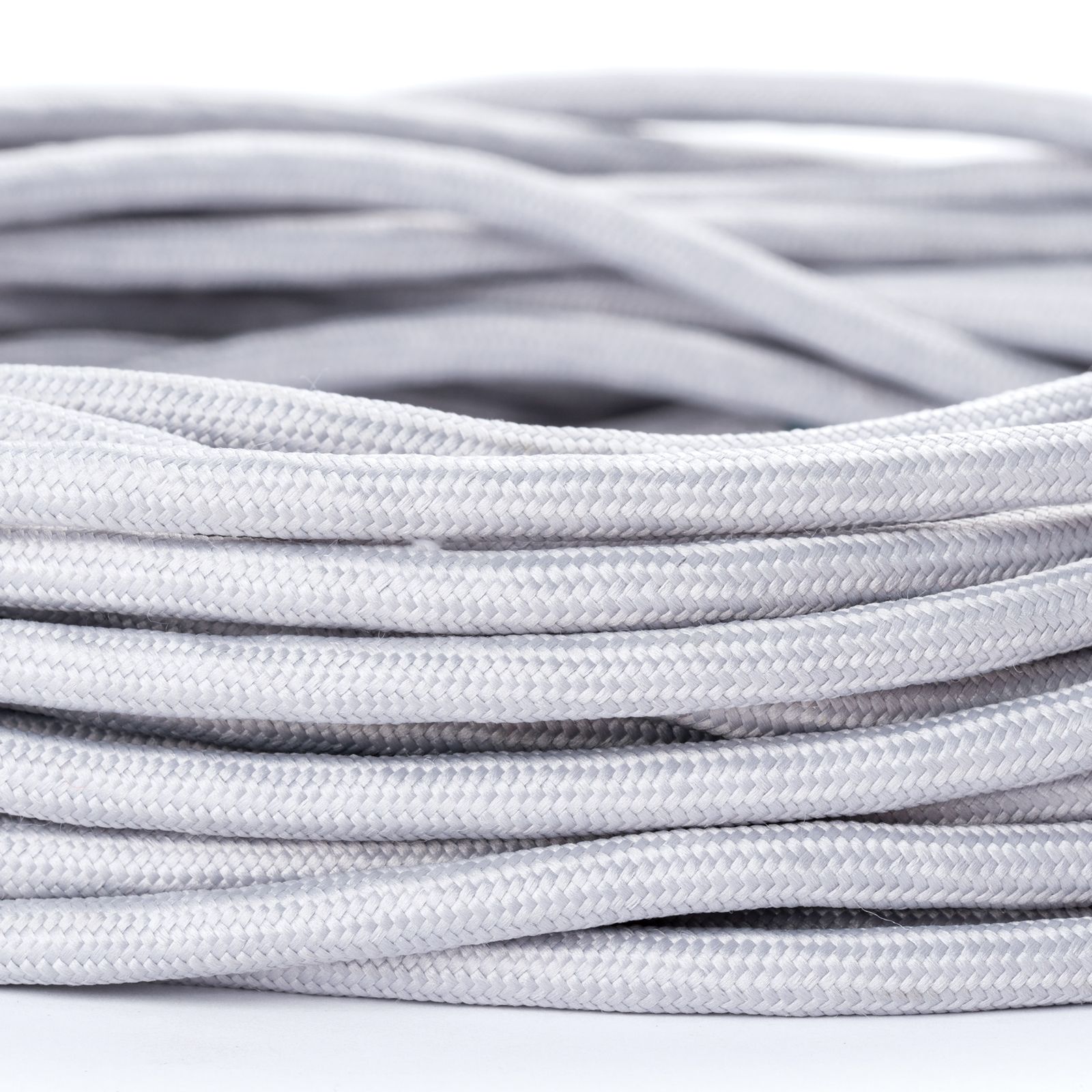 Kabel, Textil, 3x0,75mm², 1 m, Silber