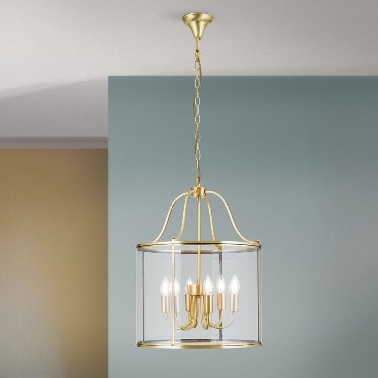 BRUNO pendant lamp, 6-flames, bronze