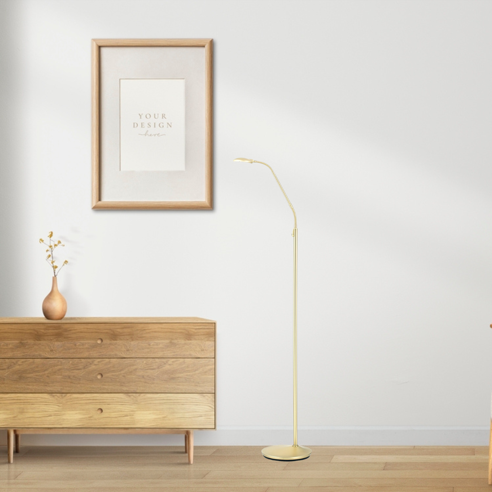 LED stojací lampa COBRA, matná mosaz