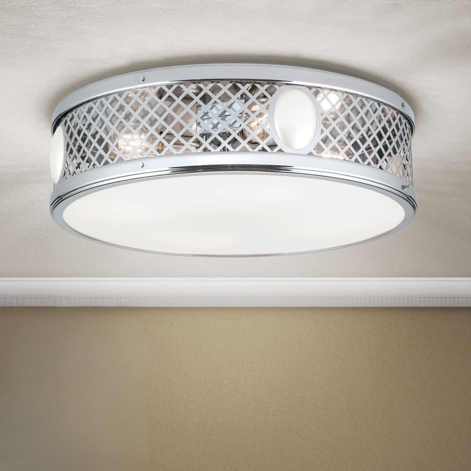 Flush Ceiling Light ALT WIEN, nickel finish, 53cm