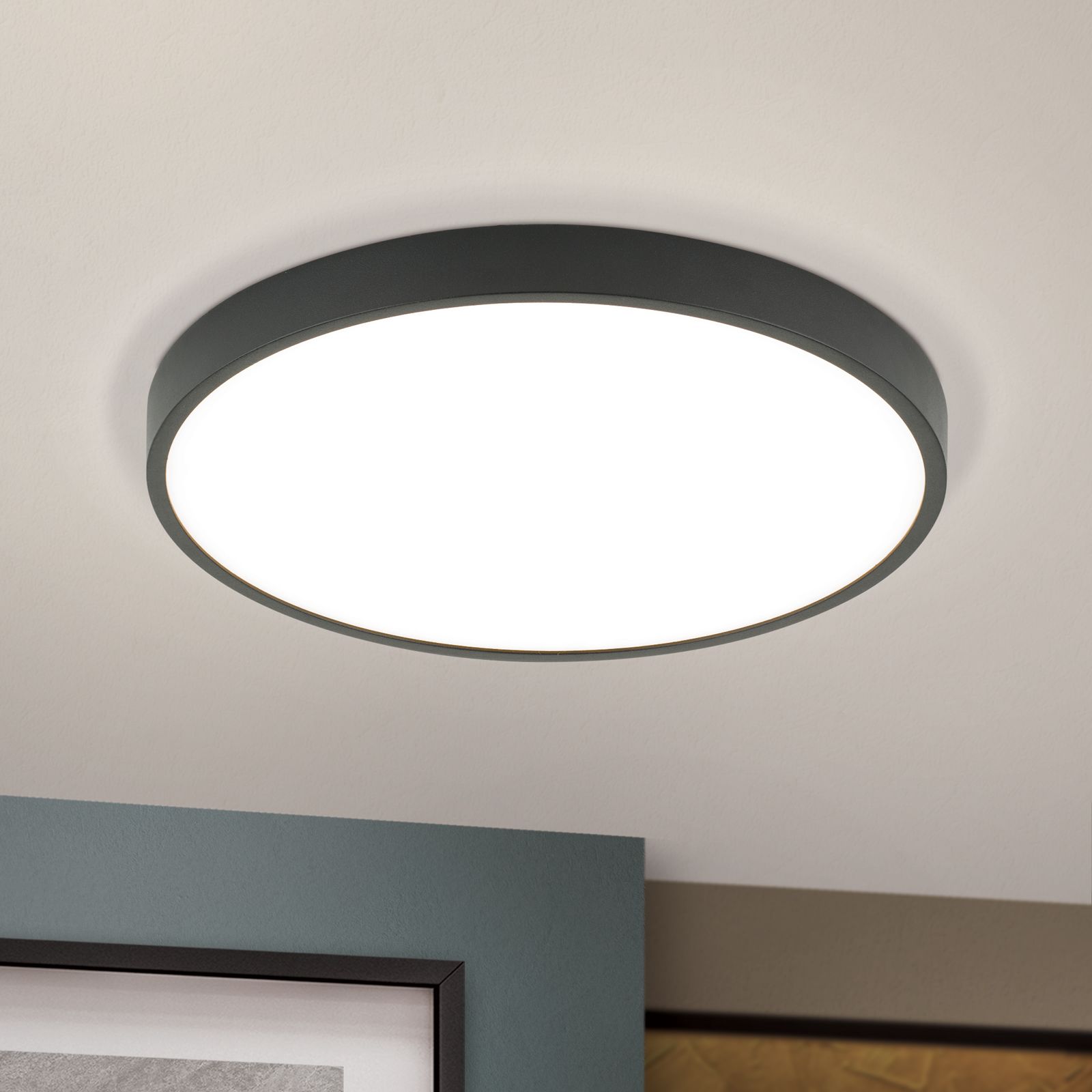 LED ceiling light BULLY, Ø 28 cm, black