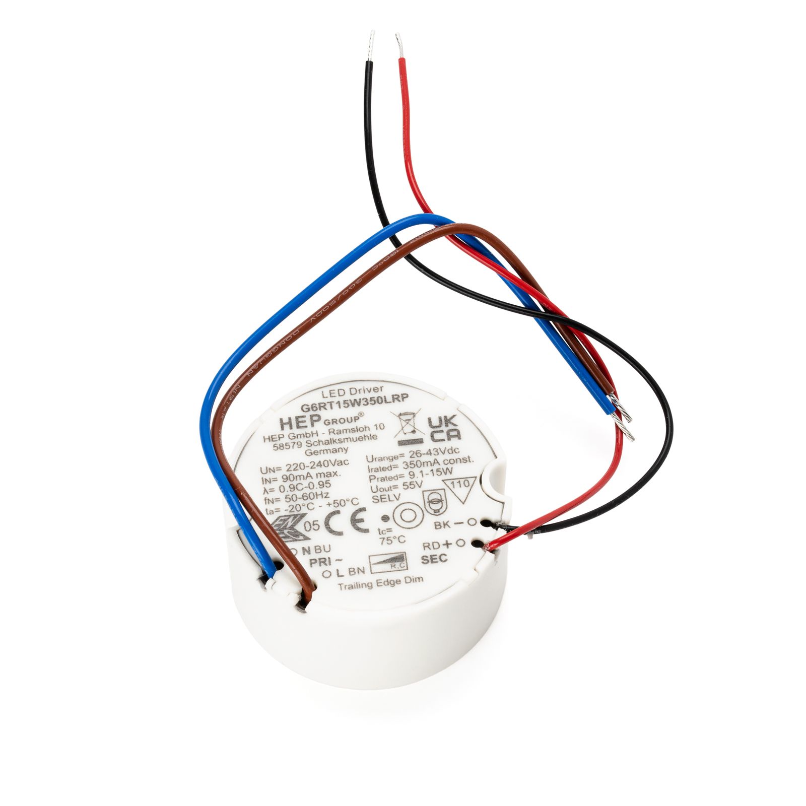 Ovladač 15m HEP G6RT15W350LRP, kulatý, 350mA, 15W, stmívatelný