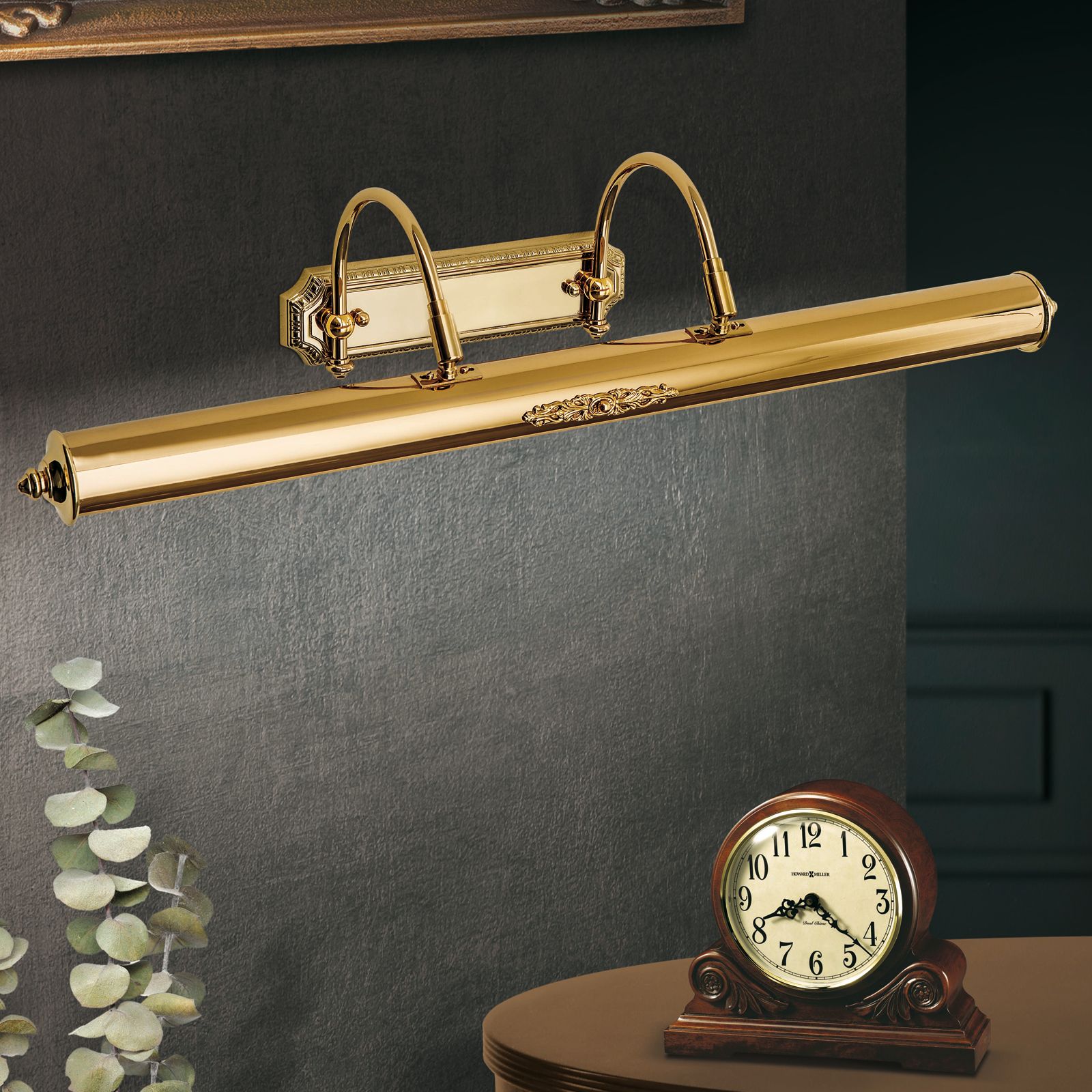 BILDERLEUCHTE, 3-flames, gold, with decorative elements