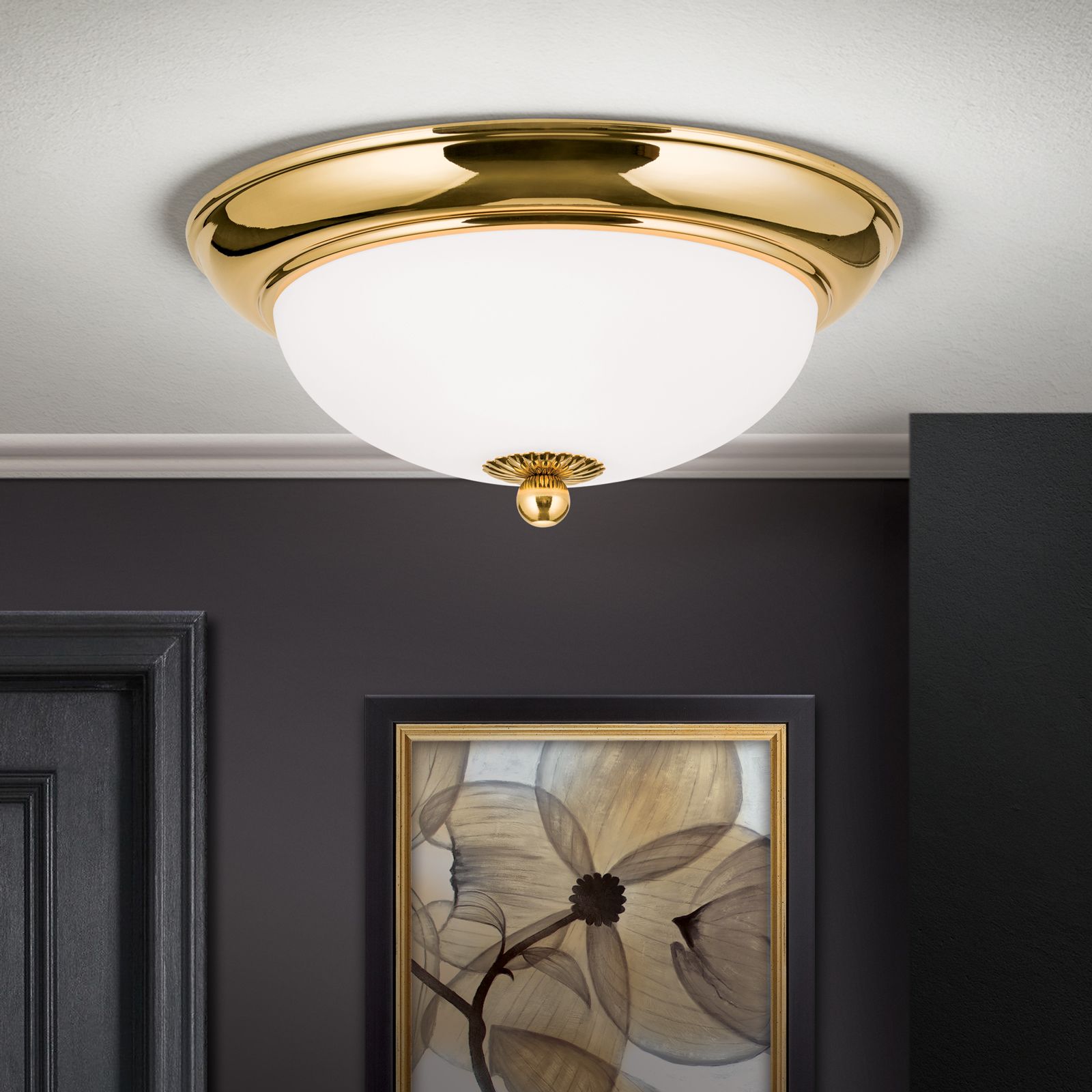 Ceiling light EMPIRE, 24K gold plated, dia. 26cm