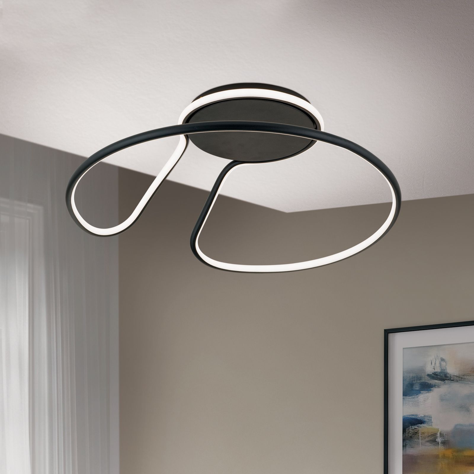 LED ceiling light CLAIRE, black