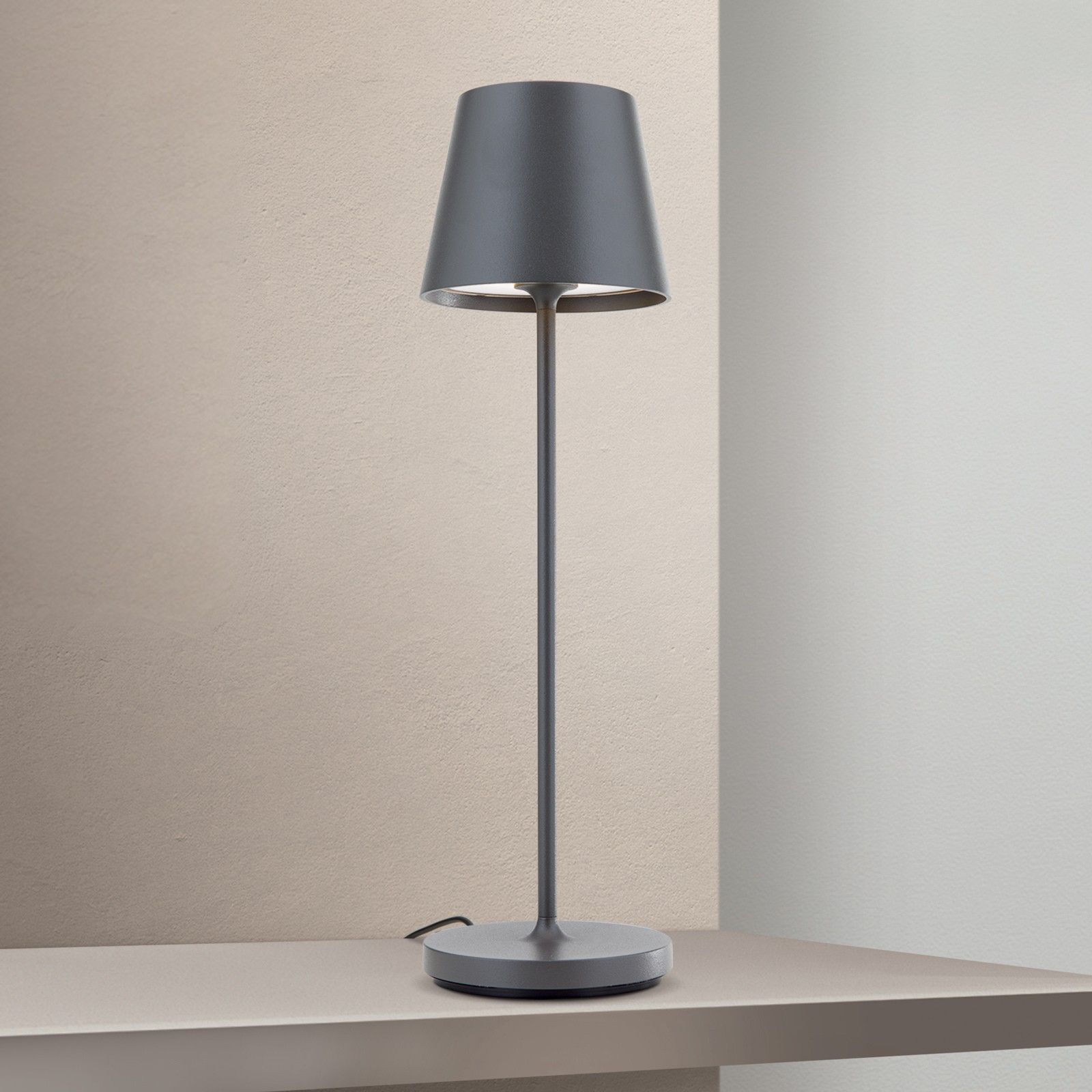 LED battery table lamp CHANDELLE, anthracite