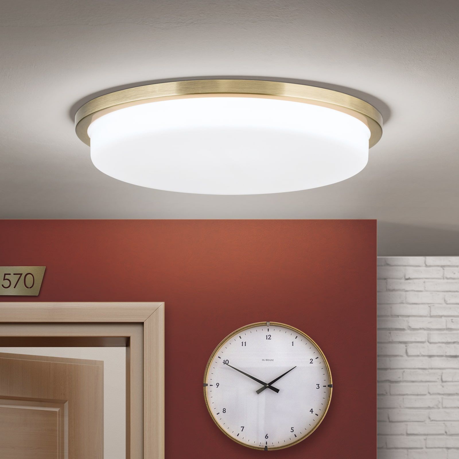 LEROX LED Ceiling Light, antique brass finish, Ø 40cm