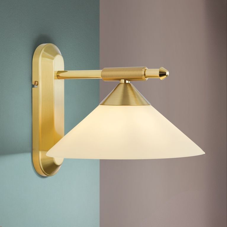 Wandleuchte ARTDESIGN, 1-flammig, Messing matt, mit champagner-färbigem Glas