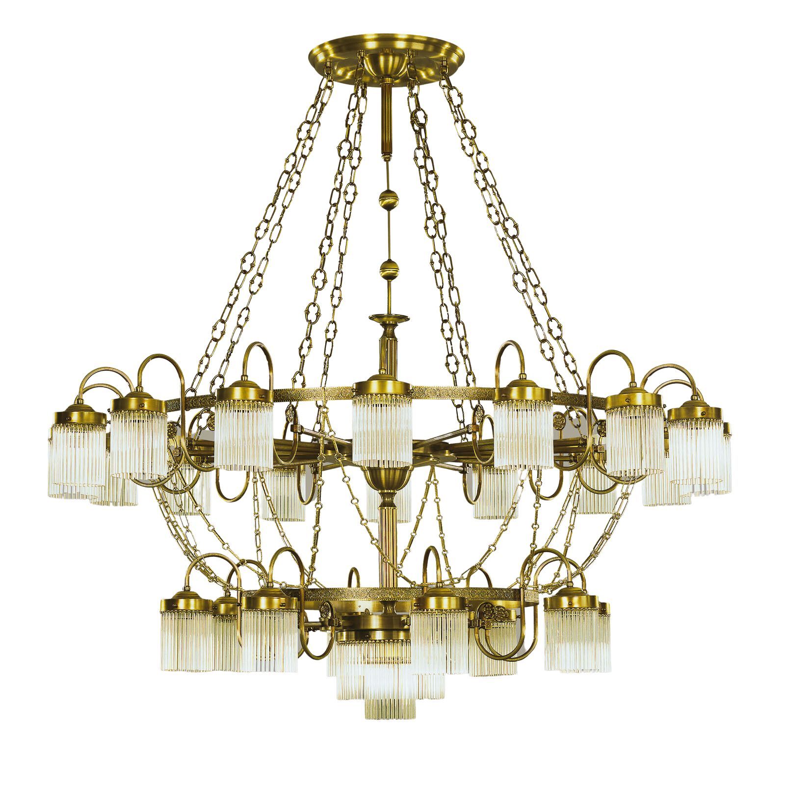 Chandelier STÄBCHENSERIE, 25 lamps, shiny brass finish