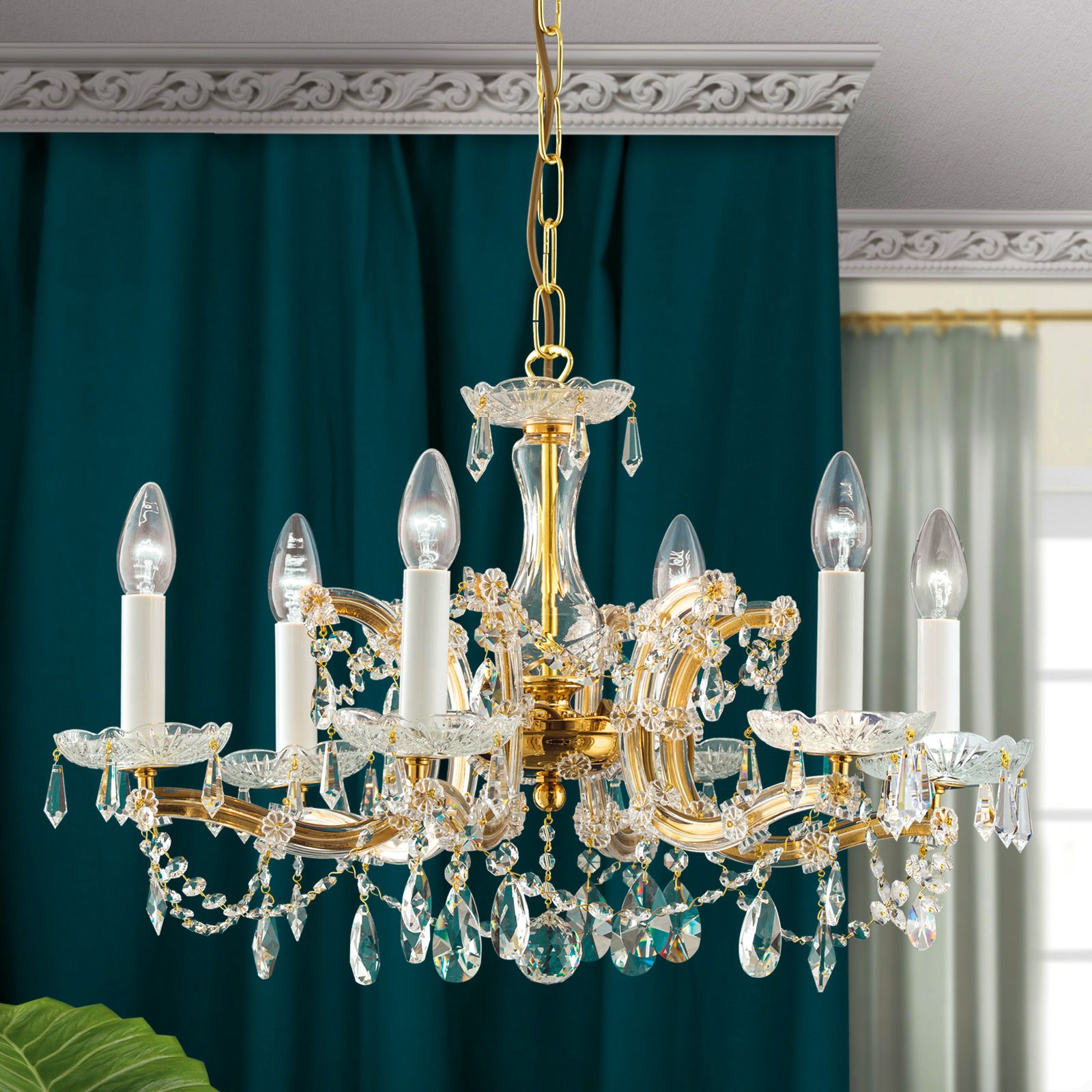 Luster MARIA THERESIA, 6-flammig, Gold