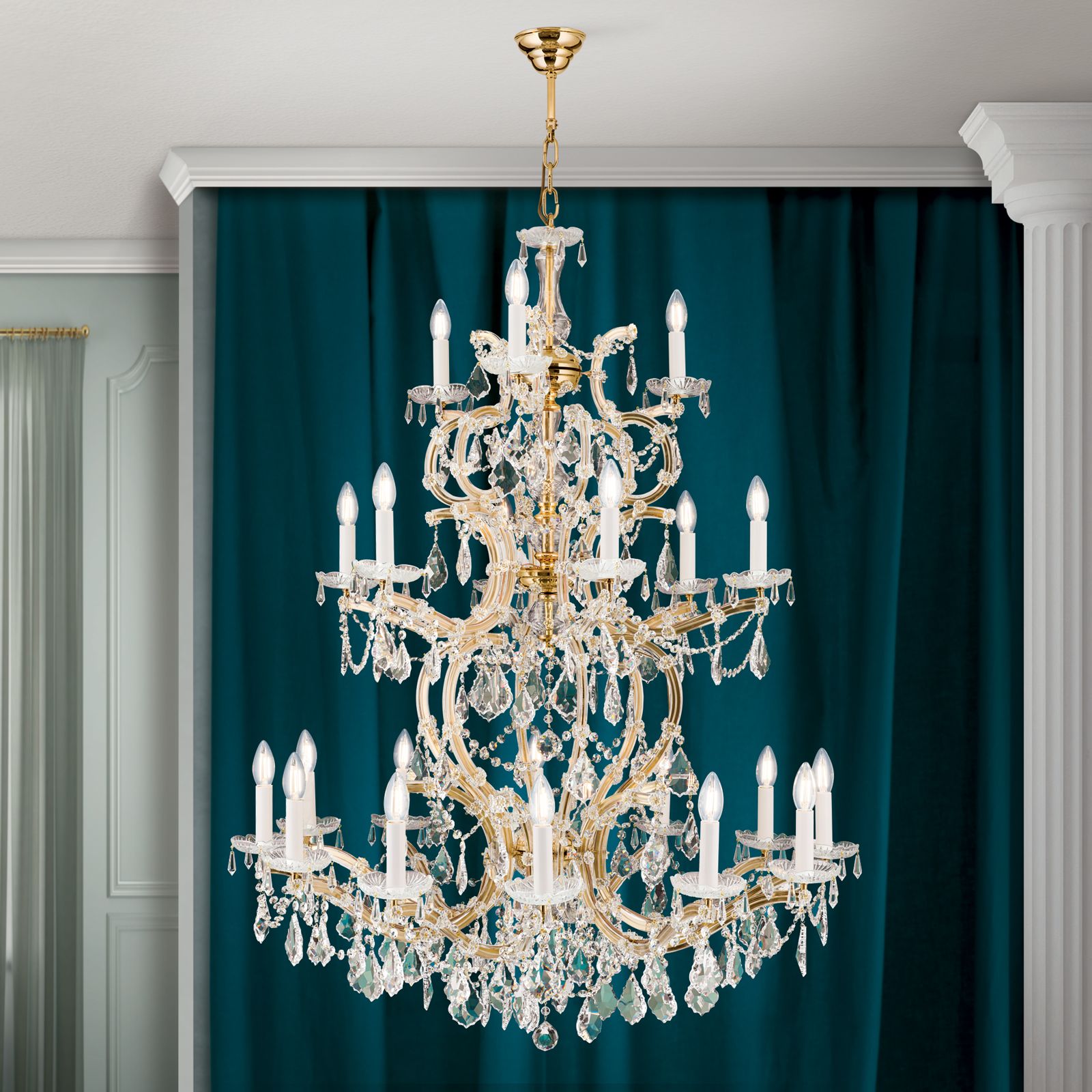 Luster MARIA THERESIA, 12+6+3-flammig, gold, mit Krone