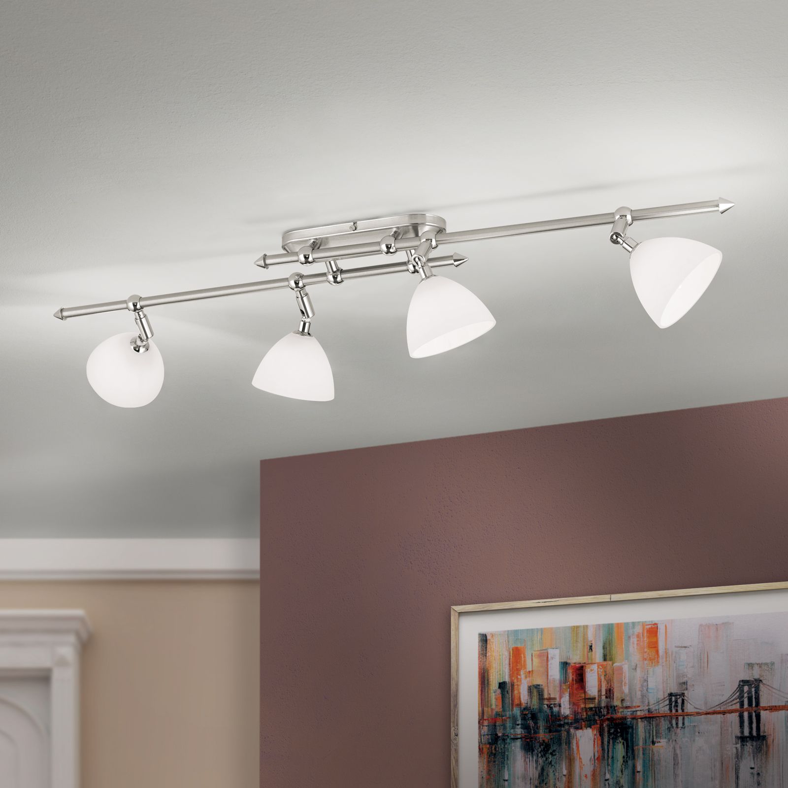 Strahler OPALDESIGN, 4-flammig, Satin, mit Opalgläsern