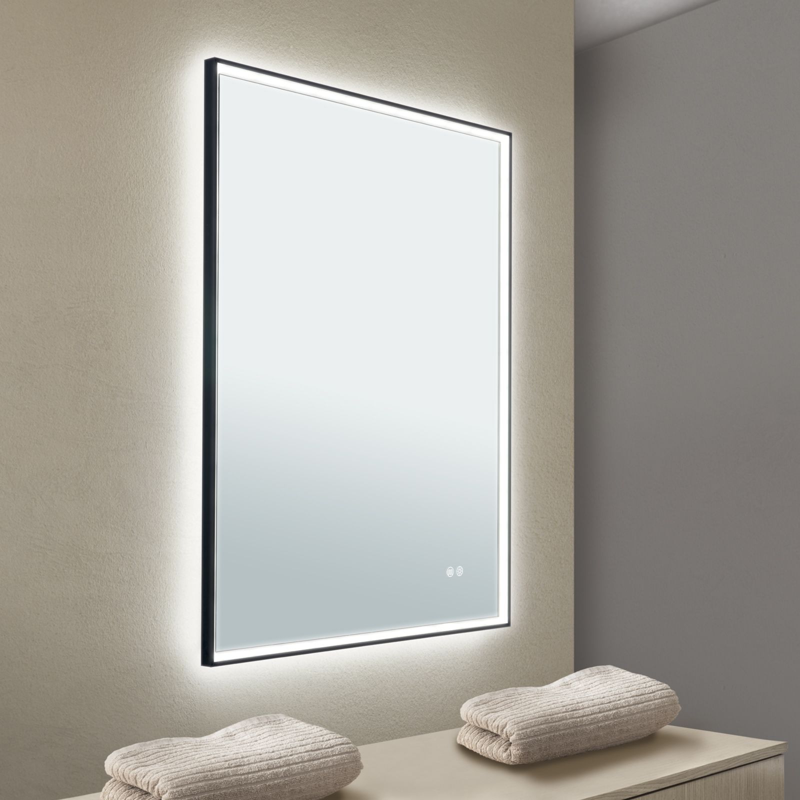 LED Spiegel FRAME, 70x90cm, Schwarz