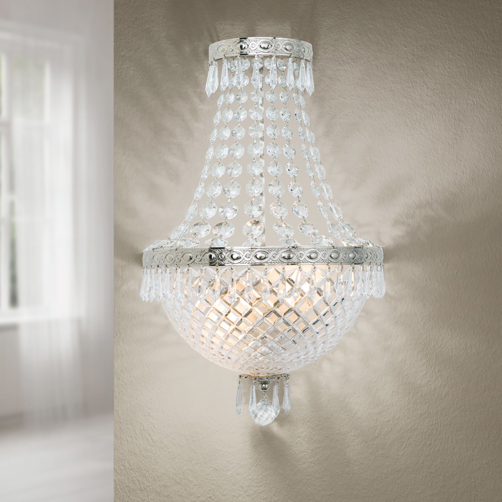 Wall mount lamp EMPIRE CRYSTAL, 2-lamps, antique silver