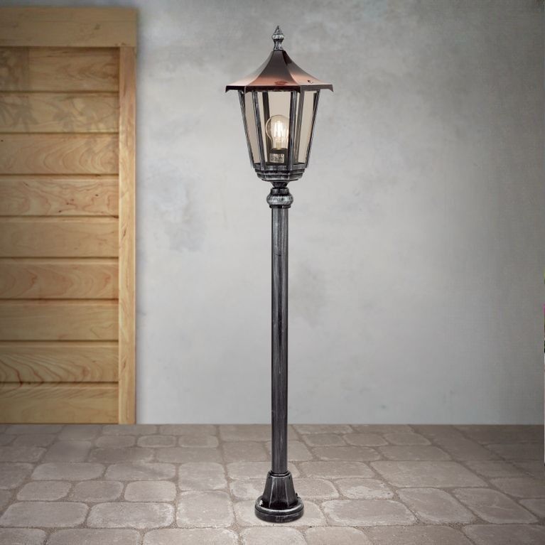 Außenleuchte HERMINE, Schwarz silber, H116cm