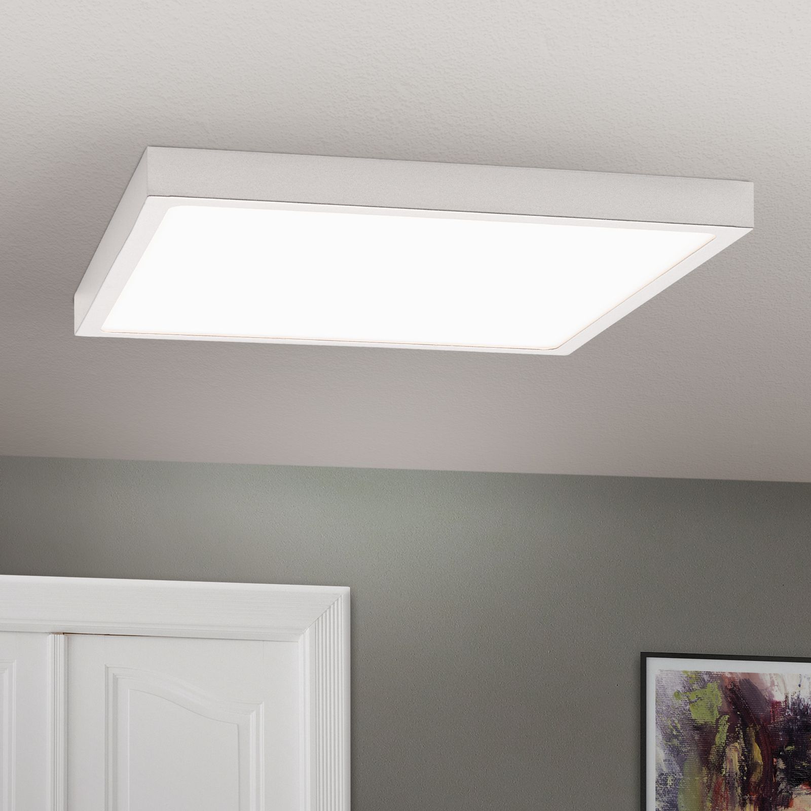 LED ceiling light LERO, angular, titanium, 4000K