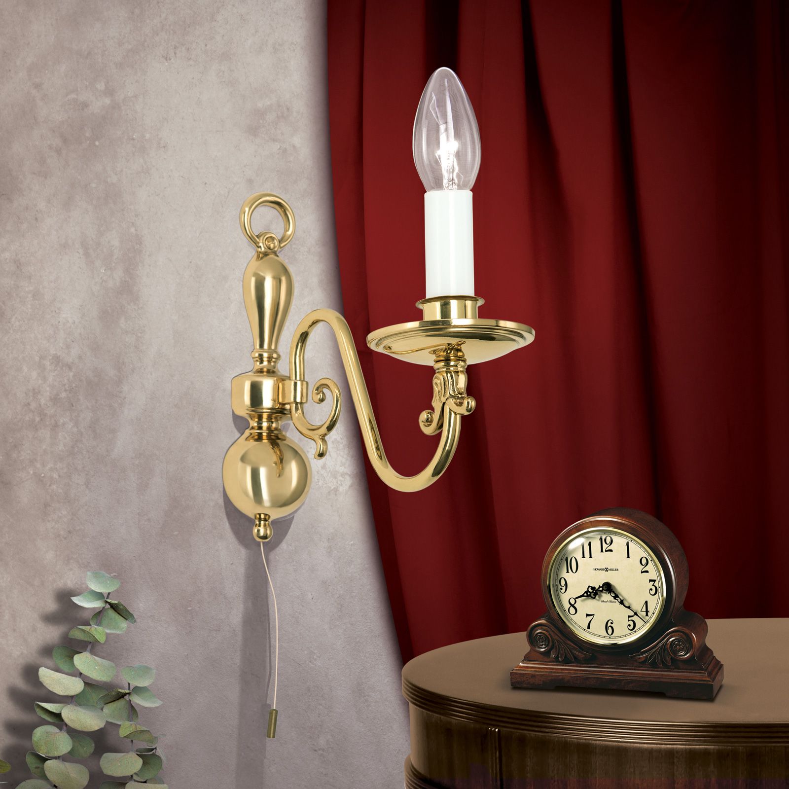 Stilwandleuchte FLÄMISCH, 1-flammig, Messing-glänzend