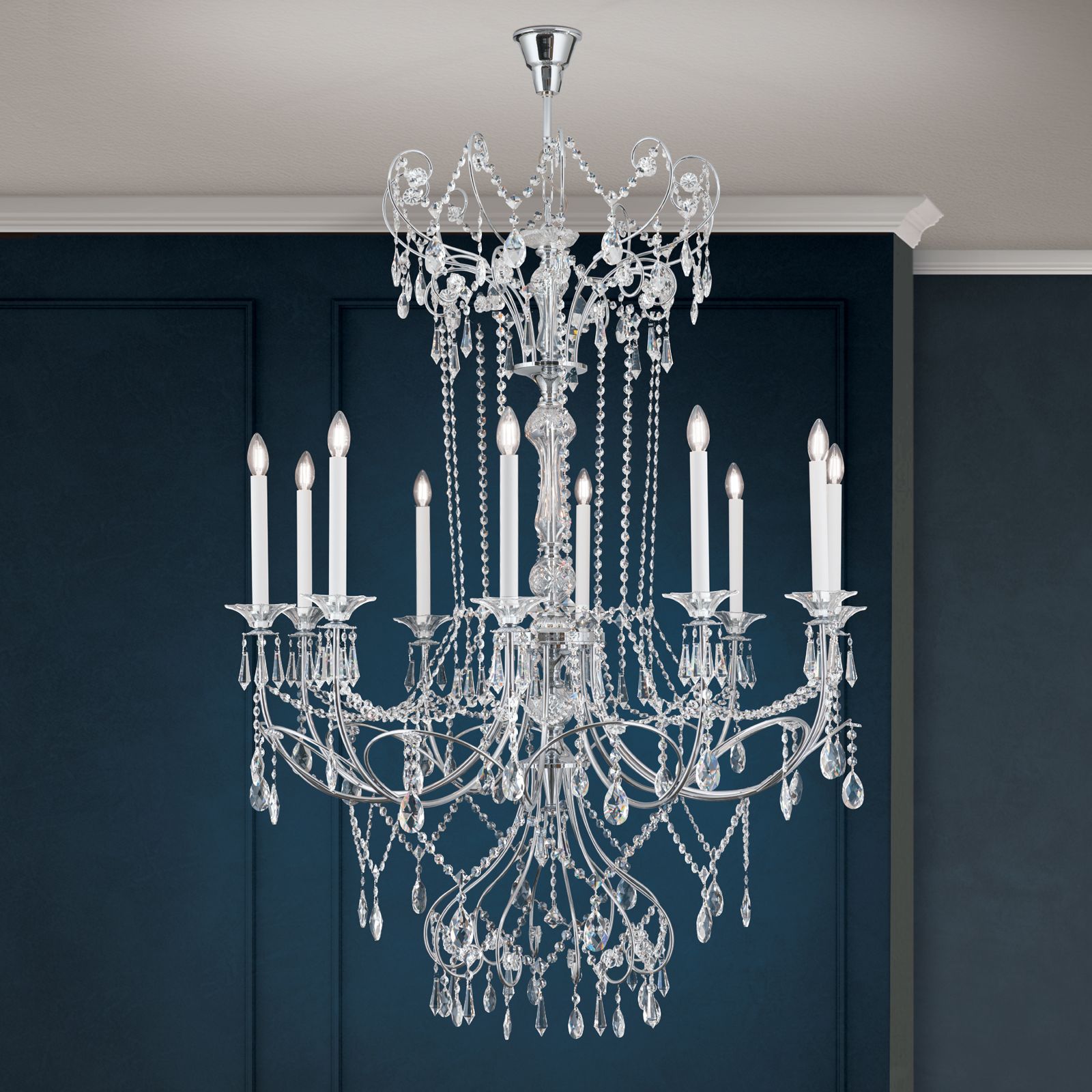 Chandelier KATHARINA, chrome plated, 10 lamps