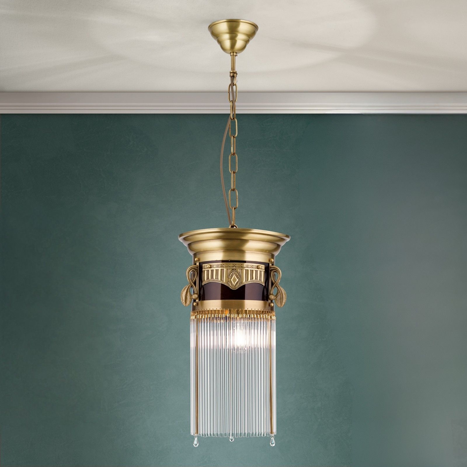 Hängeleuchte ADELE, Altmessing, mit Stäbchen, 26cm