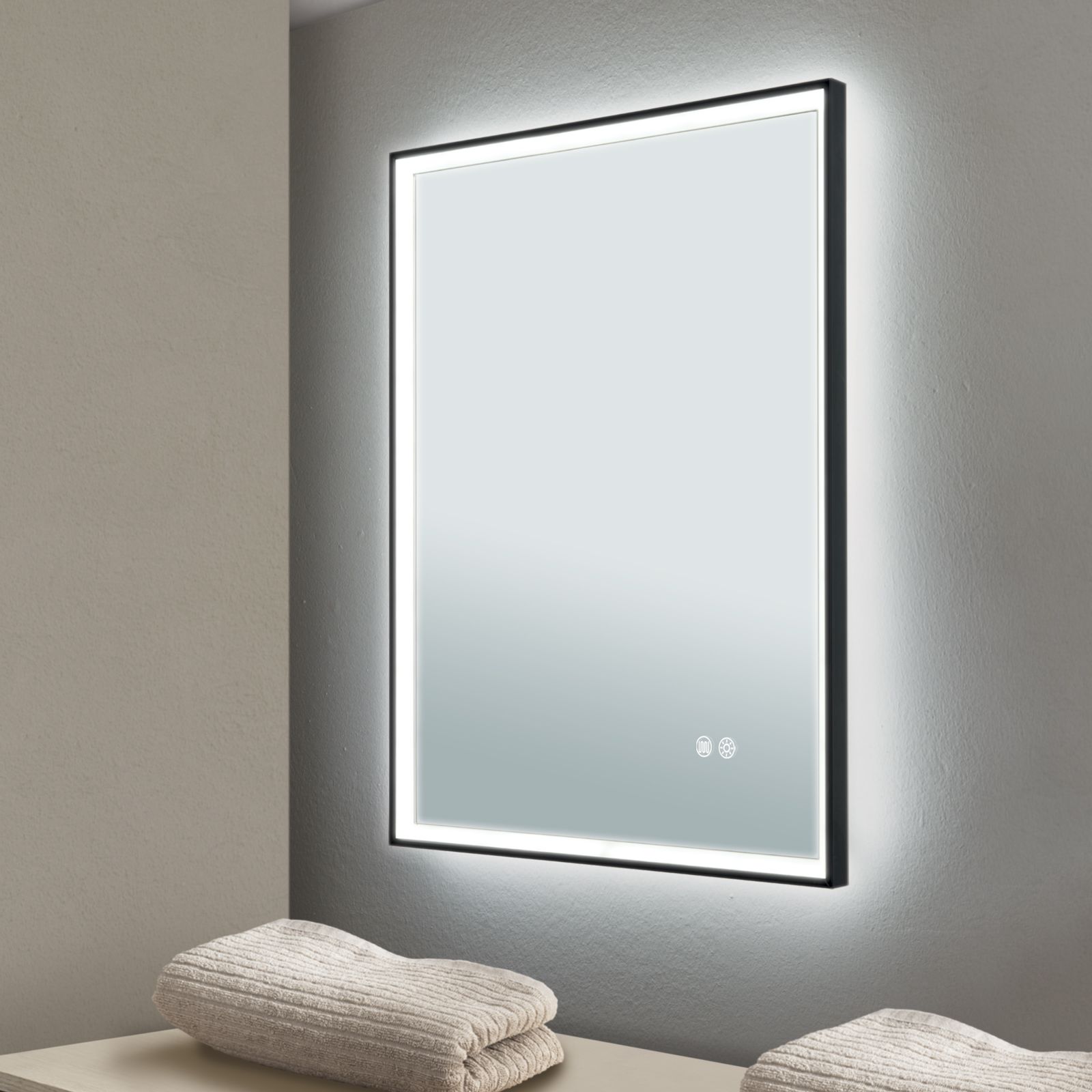 Zrcadlo LED FRAME, 45x60 cm, černé