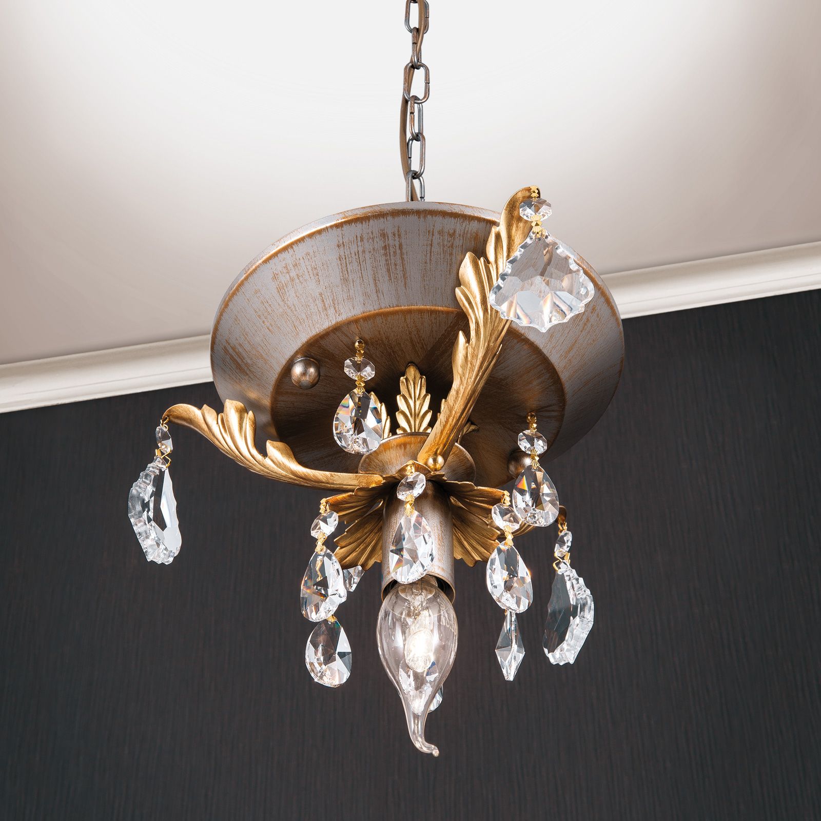 Hängeleuchte MIRAMARE, 1-flammig, silbergold