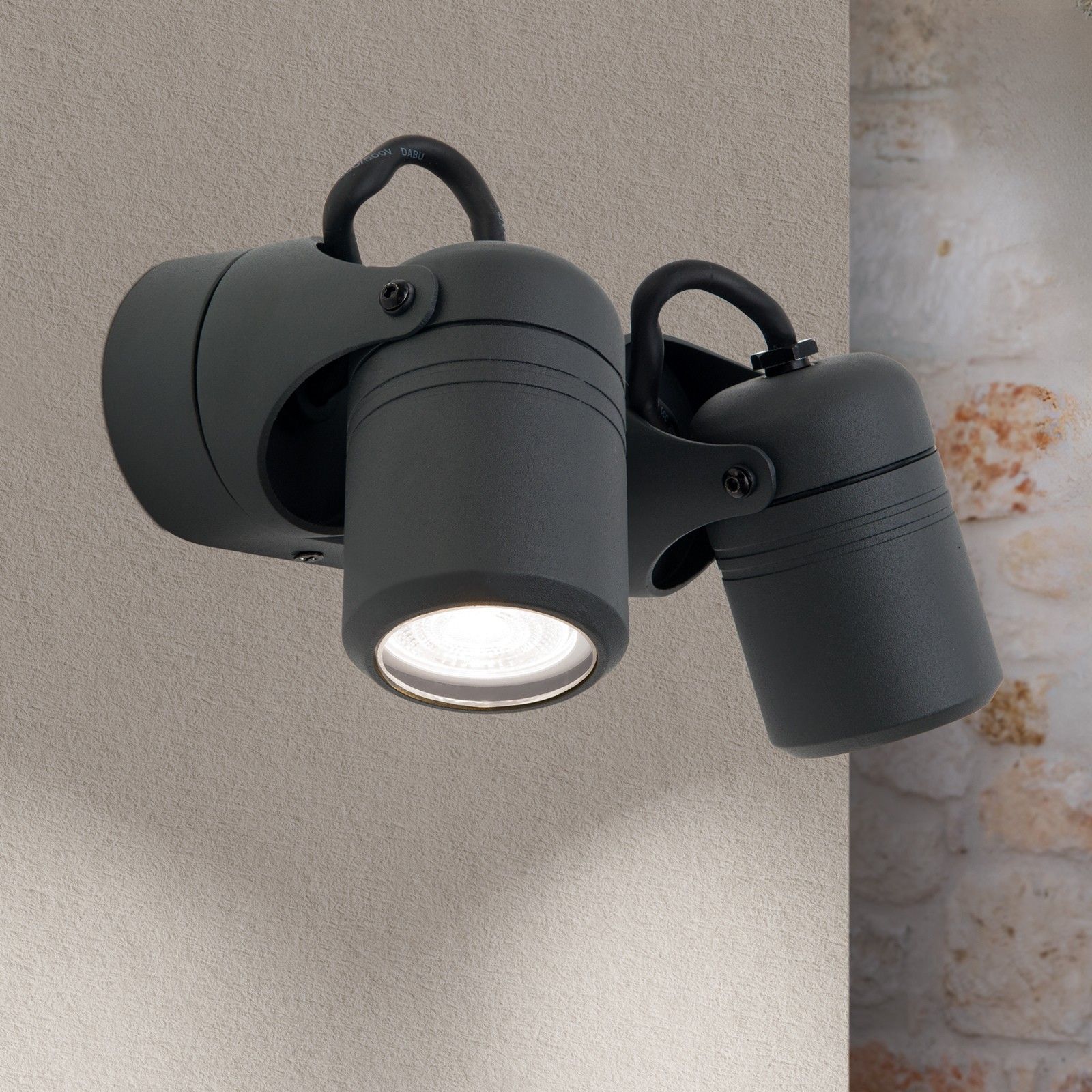 Outdoor wall spotlight VISION, two spots, anthracite