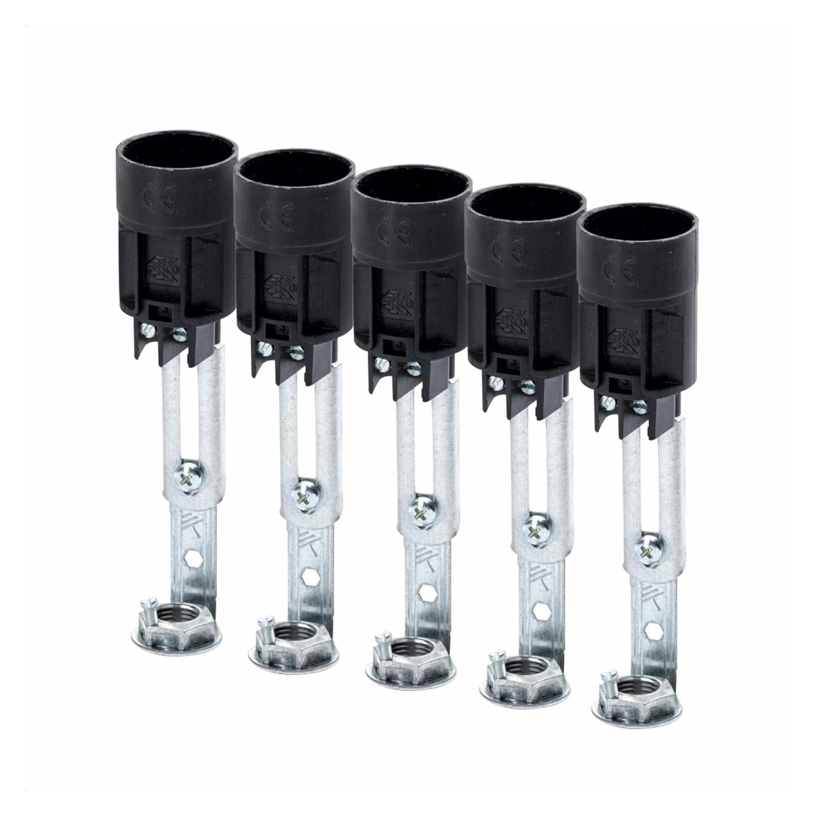 Lamp holder E14, height adjustable from 80-100mm, 5 pieces, black