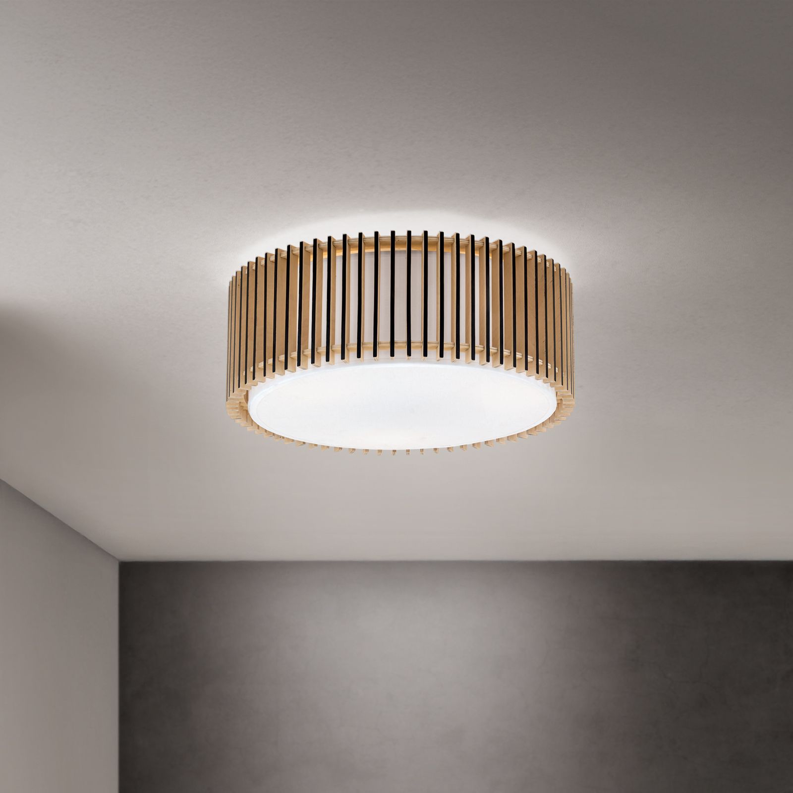 Deckenleuchte TARTA, Ø 40cm, Holz-Schwarz