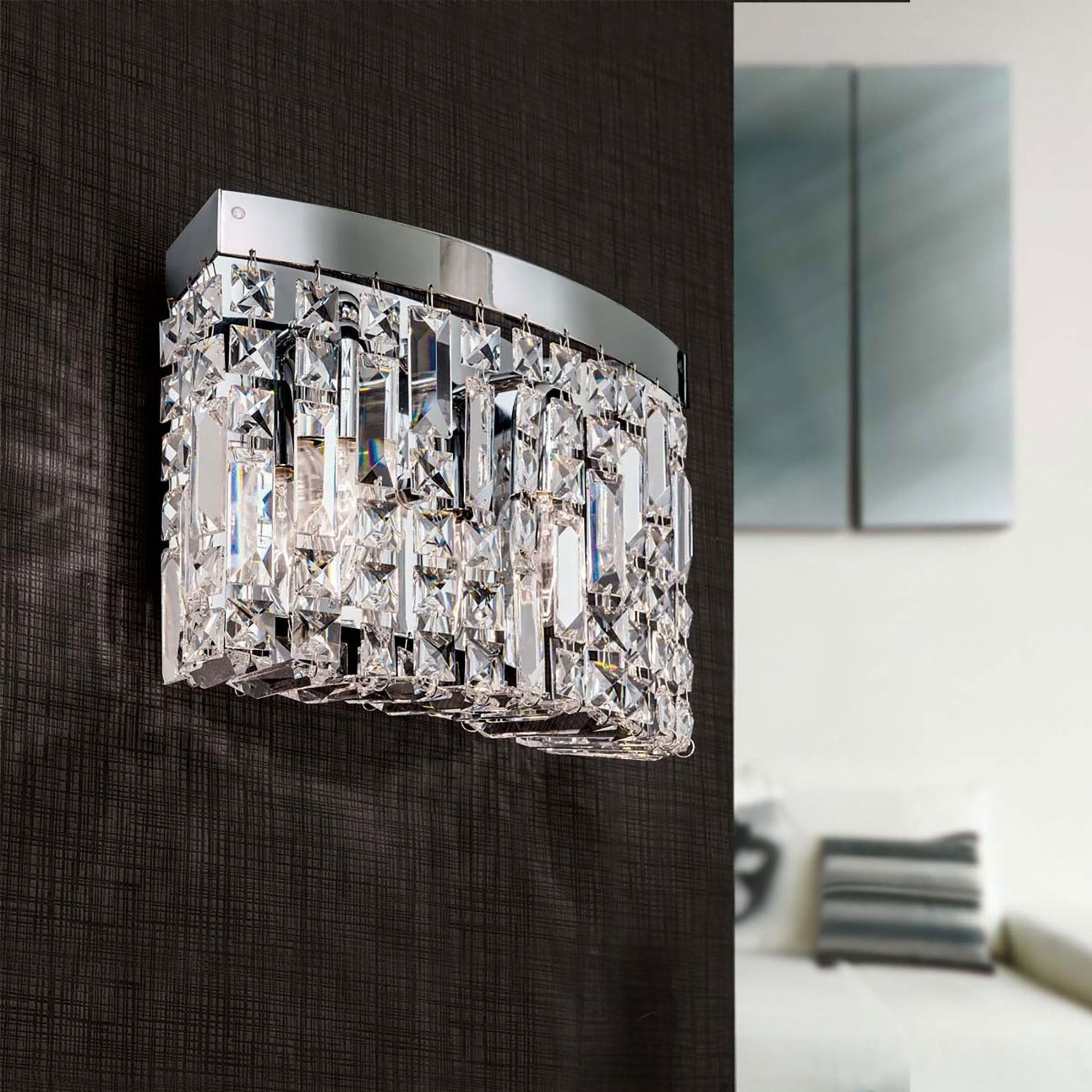RING wall light, round shape, chrome plated