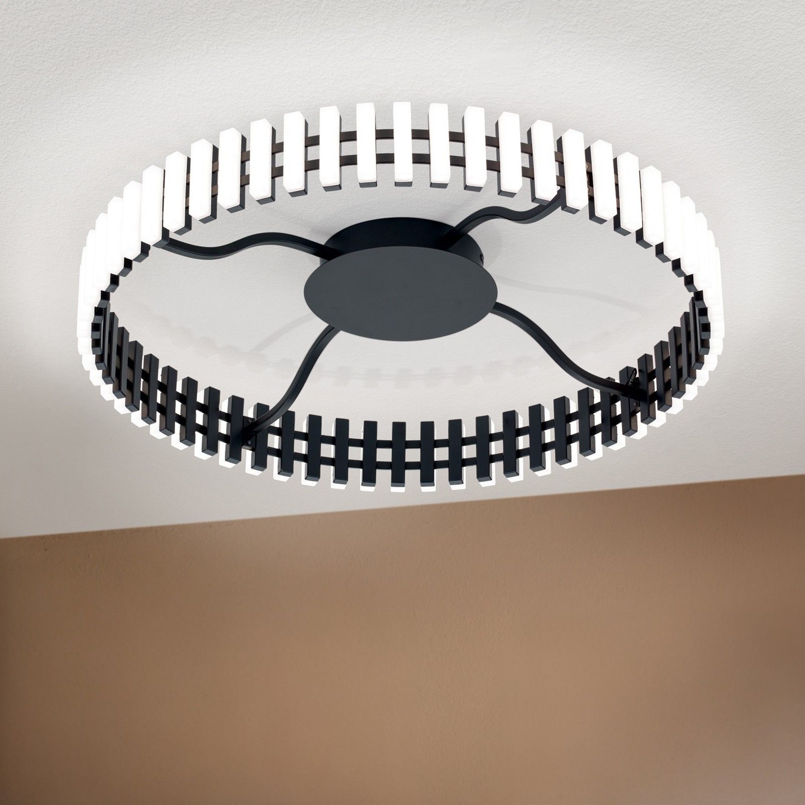 LED ceiling light MANSION, black, 63 cm