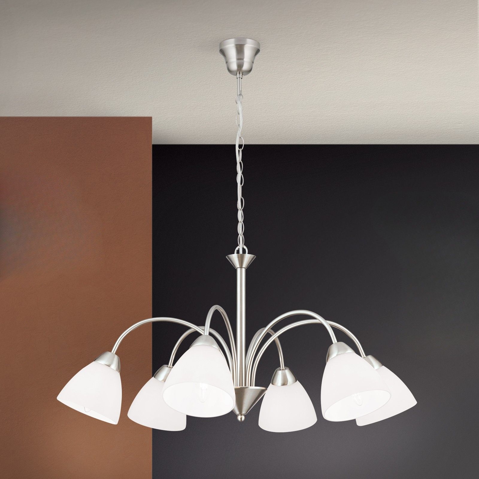 Chandelier SUSAN, satin chrome finish